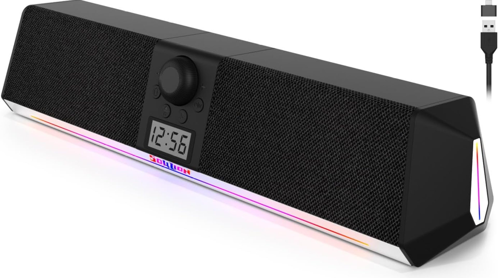 SOULION R80 Bluetooth Computer Speakers, USB Speakers with Digital Clock Display for Desktop Monitor, PC Speakers for Laptop Surround Sound Soundbar with LED Dynamic Light(USB Adapter Included) SOULION R80 Bluetooth Computer Speakers, USB Speakers with Digital Clock Display for Desktop Monitor, PC Speakers for Laptop Surround Sound Soundbar with LED Dynamic Light(USB Adapter Included)