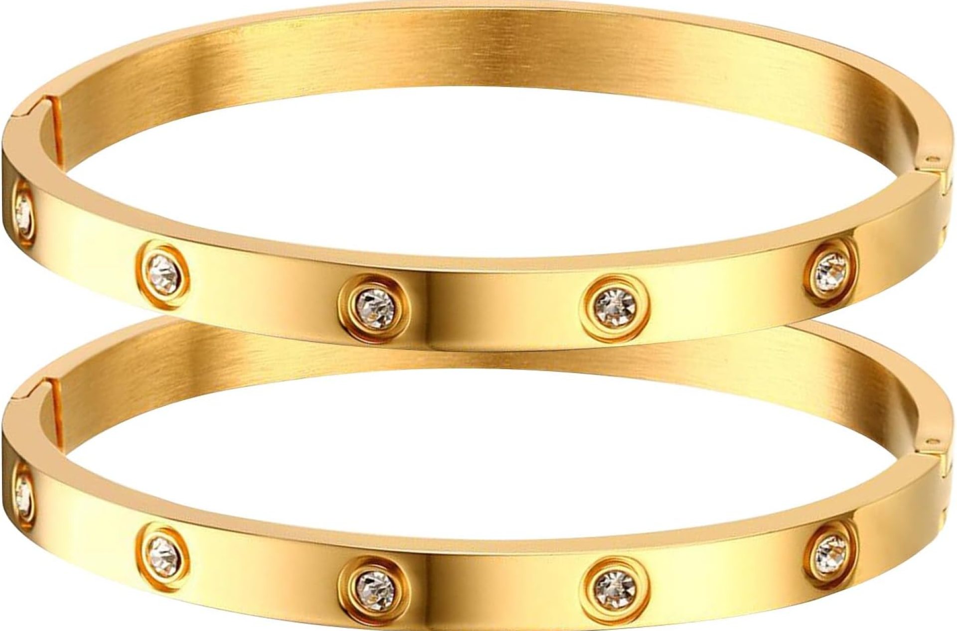 MPRAINBOW Gold Bracelets for Women, 2Pcs 18K Gold Plated Cubic Zirconia Bangle Crystal Friendship Bracelet Jewelry,Wedding Party Christmas Birthday Gifts for Her Girlfriend Sister Daughter MPRAINBOW Gold Bracelets for Women, 2Pcs 18K Gold Plated Cubic Zirconia Bangle Crystal Friendship Bracelet Jewelry,Wedding Party Christmas Birthday Gifts for Her Girlfriend Sister Daughter