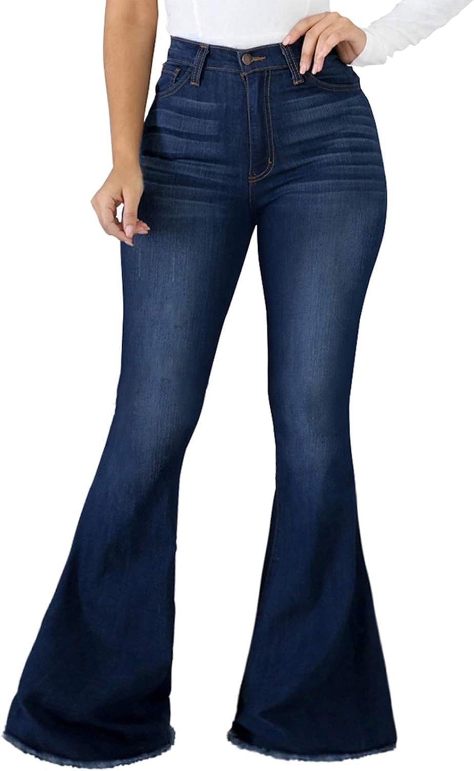 CuteCherry Bell Bottom Jeans for Women Ripped Skinny Bell Bottom Raw Hem Denim Pants CuteCherry Bell Bottom Jeans for Women Ripped Skinny Bell Bottom Raw Hem Denim Pants