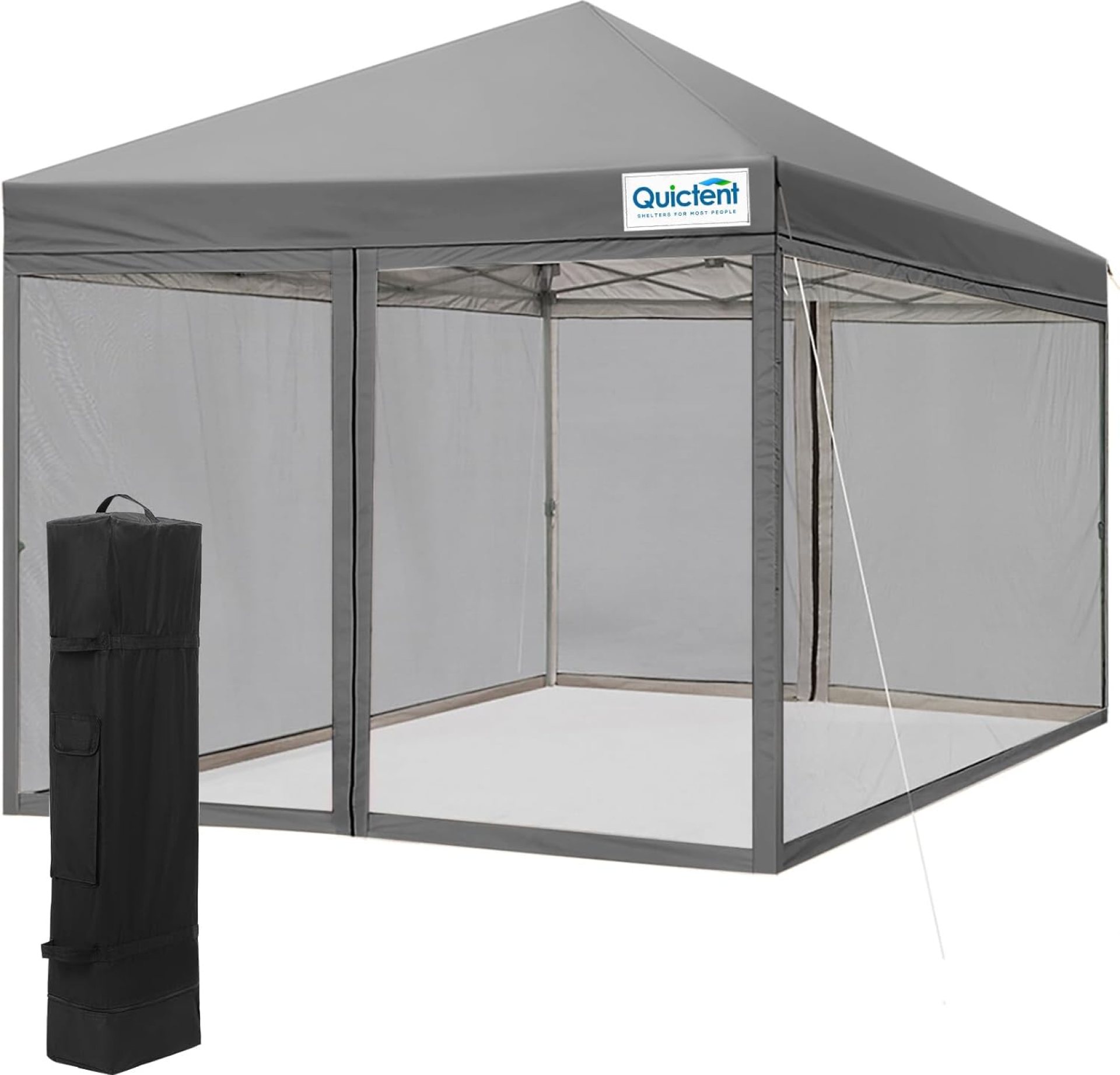 Quictent 10’x10’ Pop up Screened Canopy Tent with Mosquito Netting, Portable Easy up Outdoor Screen House Shelter for Patio, Camping and Picnic, Includes Wheeled Carry Bag (Grey) Quictent 10’x10’ Pop up Screened Canopy Tent with Mosquito Netting, Portable Easy up Outdoor Screen House Shelter for Patio, Camping and Picnic, Includes Wheeled Carry Bag (Grey)