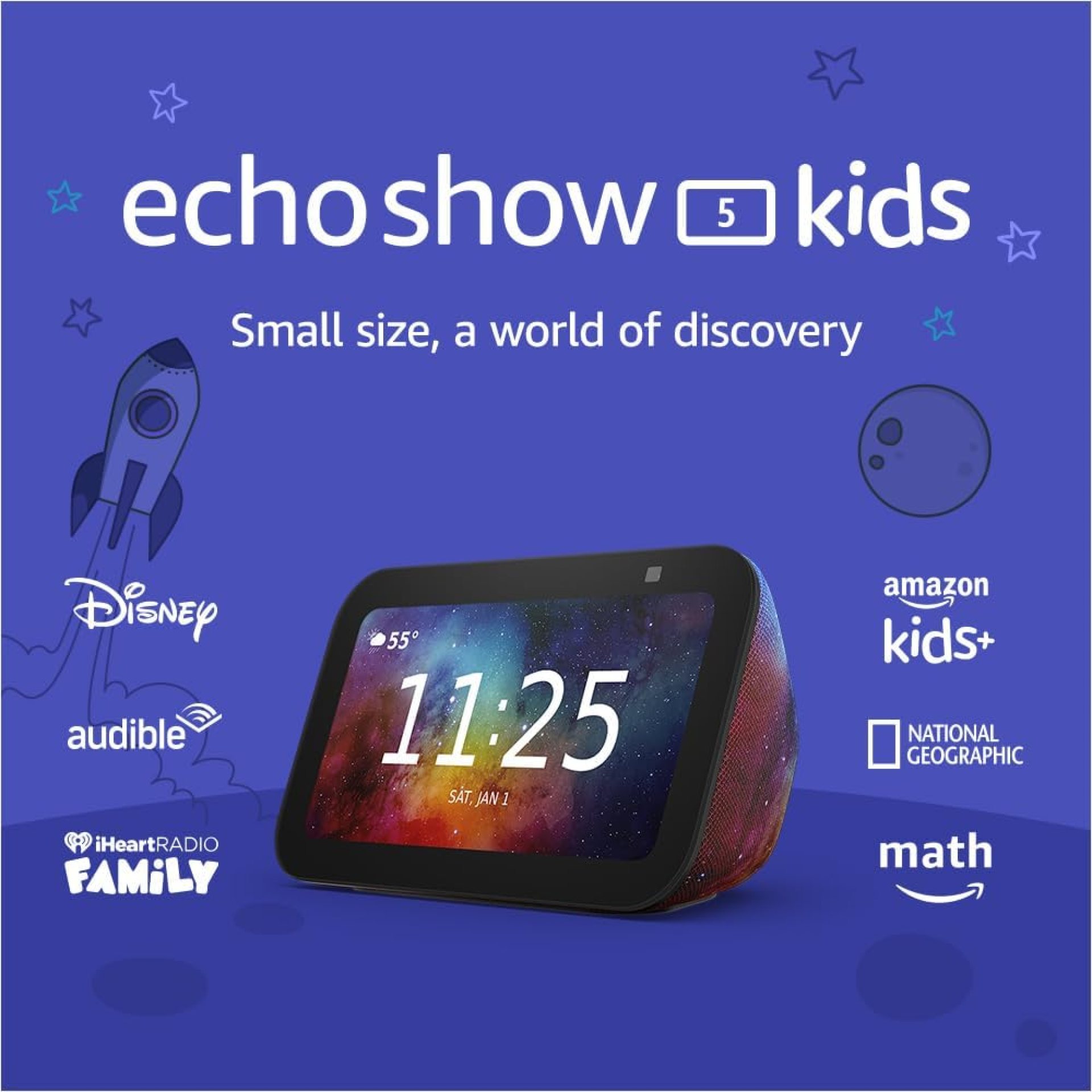 Amazon Echo Show 5 Kids (newest model), Designed for kids, with parental controls, Includes 1 year of Amazon Kids+, Galaxy Amazon Echo Show 5 Kids (newest model), Designed for kids, with parental controls, Includes 1 year of Amazon Kids+, Galaxy