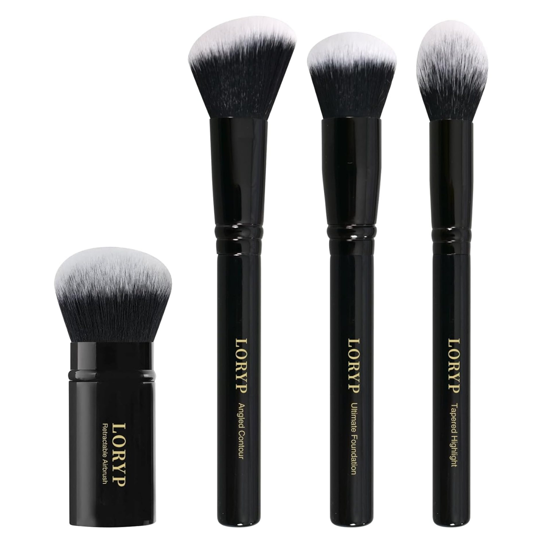 LORYP 4 Pcs Full Face Professional Makeup Brushes Set with Retractable Kabuki Airbrush For Powder,Liquid,Cream,Angled Blush Brush, Foundation Brush, Tapered Highlight Brush LORYP 4 Pcs Full Face Professional Makeup Brushes Set with Retractable Kabuki Airbrush For Powder,Liquid,Cream,Angled Blush Brush, Foundation Brush, Tapered Highlight Brush