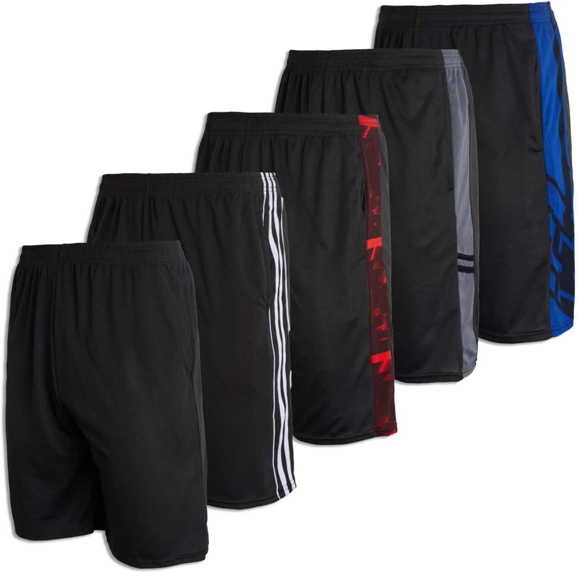 Real Essentials 5 Pack: Men’s Mesh Athletic Basketball Shorts Quick Dry Activewear with Pockets Real Essentials 5 Pack: Men’s Mesh Athletic Basketball Shorts Quick Dry Activewear with Pockets