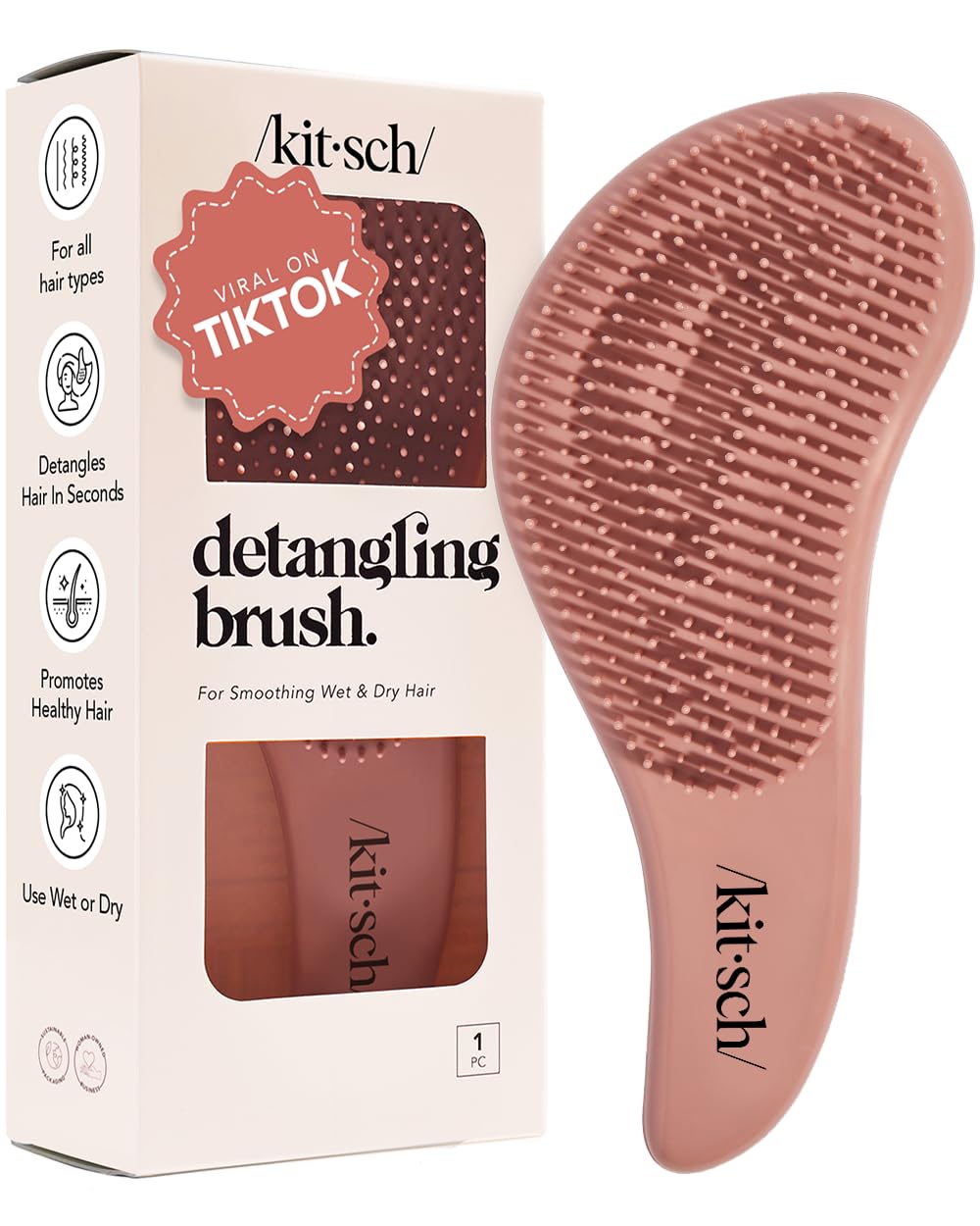 Kitsch Detangler Hair Brush for Curly or Straight, Wet and Dry Hair, Detangling Brush with Flexible Hairbrush Bristles, Hair brushes for Women & Men, Adults & Kids, for Shower & Travel – Terracotta Kitsch Detangler Hair Brush for Curly or Straight, Wet and Dry Hair, Detangling Brush with Flexible Hairbrush Bristles, Hair brushes for Women & Men, Adults & Kids, for Shower & Travel – Terracotta