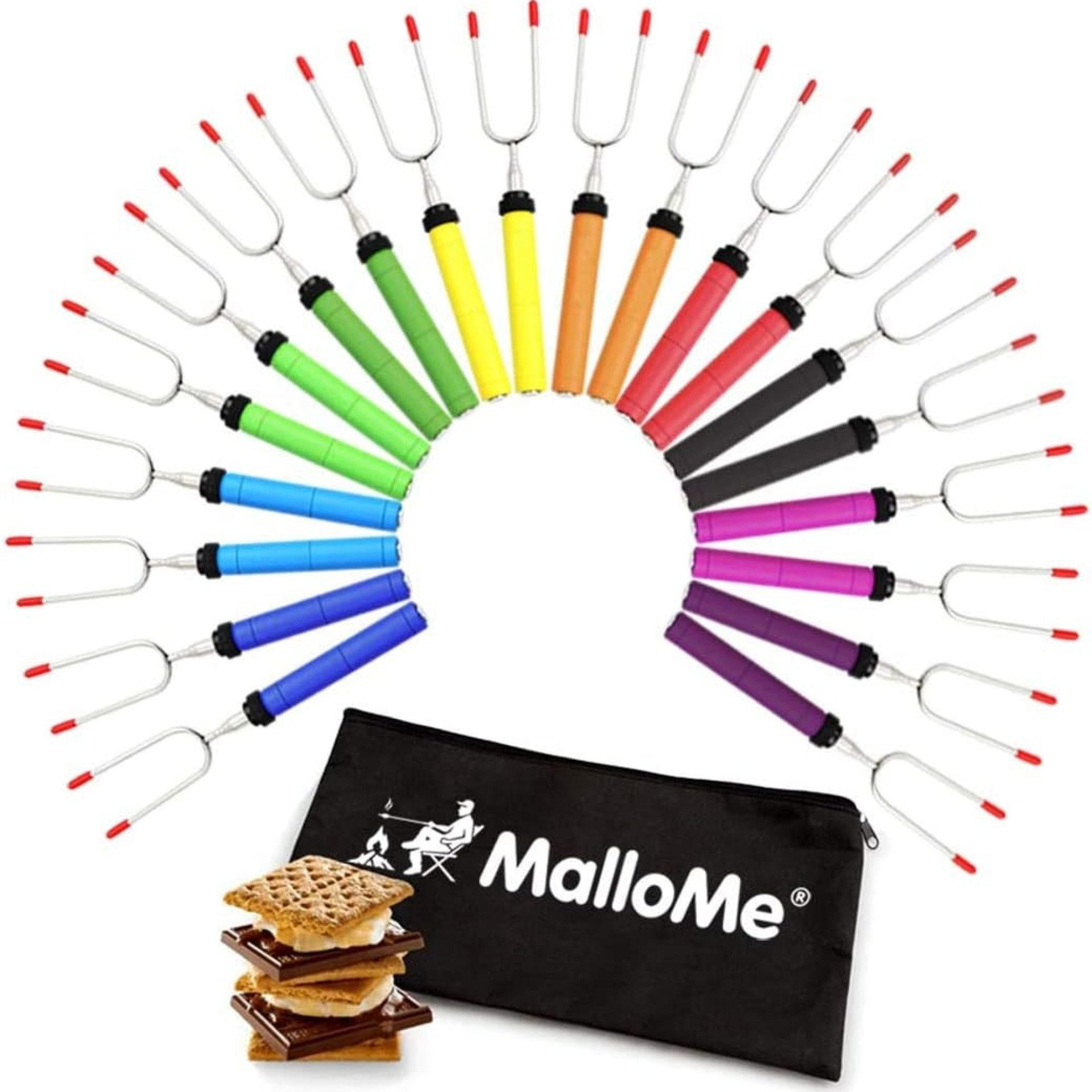 MalloMe Smores Sticks for Fire Pit – Accessories for Campfire Marshmallow Roasting Sticks Smores Kit Outdoor – Smore Skewers Hot Dog Fork For Outside, Camping Essentials Bonfire Gear Long 34″ 20 Pack MalloMe Smores Sticks for Fire Pit – Accessories for Campfire Marshmallow Roasting Sticks Smores Kit Outdoor – Smore Skewers Hot Dog Fork For Outside, Camping Essentials Bonfire Gear Long 34″ 20 Pack