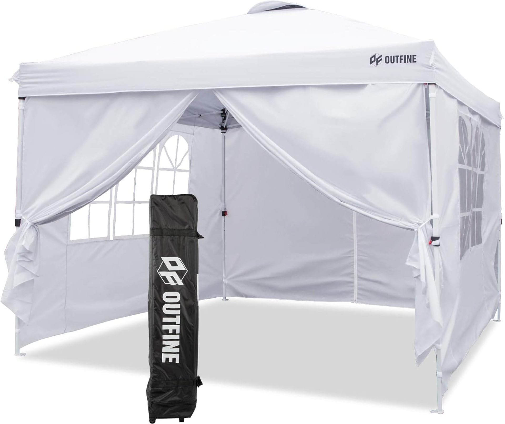 OUTFINE Canopy 10’x10′ Pop Up Commercial Instant Gazebo Tent, Fully Waterproof, Outdoor Party Canopies with 4 Removable Sidewalls, Stakes x8, Ropes x4 (White, 10 * 10FT) OUTFINE Canopy 10’x10′ Pop Up Commercial Instant Gazebo Tent, Fully Waterproof, Outdoor Party Canopies with 4 Removable Sidewalls, Stakes x8, Ropes x4 (White, 10 * 10FT)