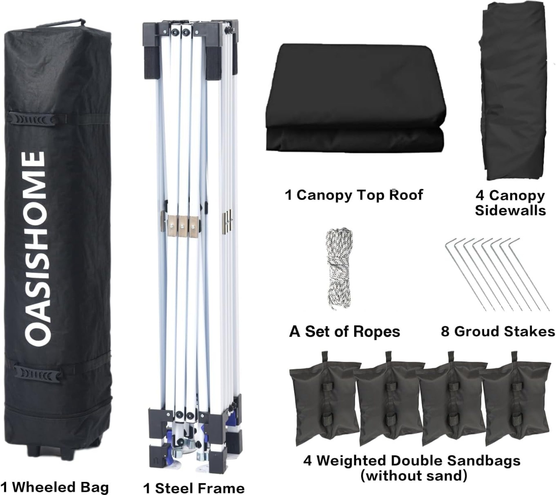 OASISHOME Pop-up Gazebo Instant Portable Canopy Tent 10’x10′, with 4 Sidewalls, Windows, Wheeled Bag, for Patio/Outdoor/Wedding Parties and Events (10FTx10FT, Black) OASISHOME Pop-up Gazebo Instant Portable Canopy Tent 10’x10′, with 4 Sidewalls, Windows, Wheeled Bag, for Patio/Outdoor/Wedding Parties and Events (10FTx10FT, Black)