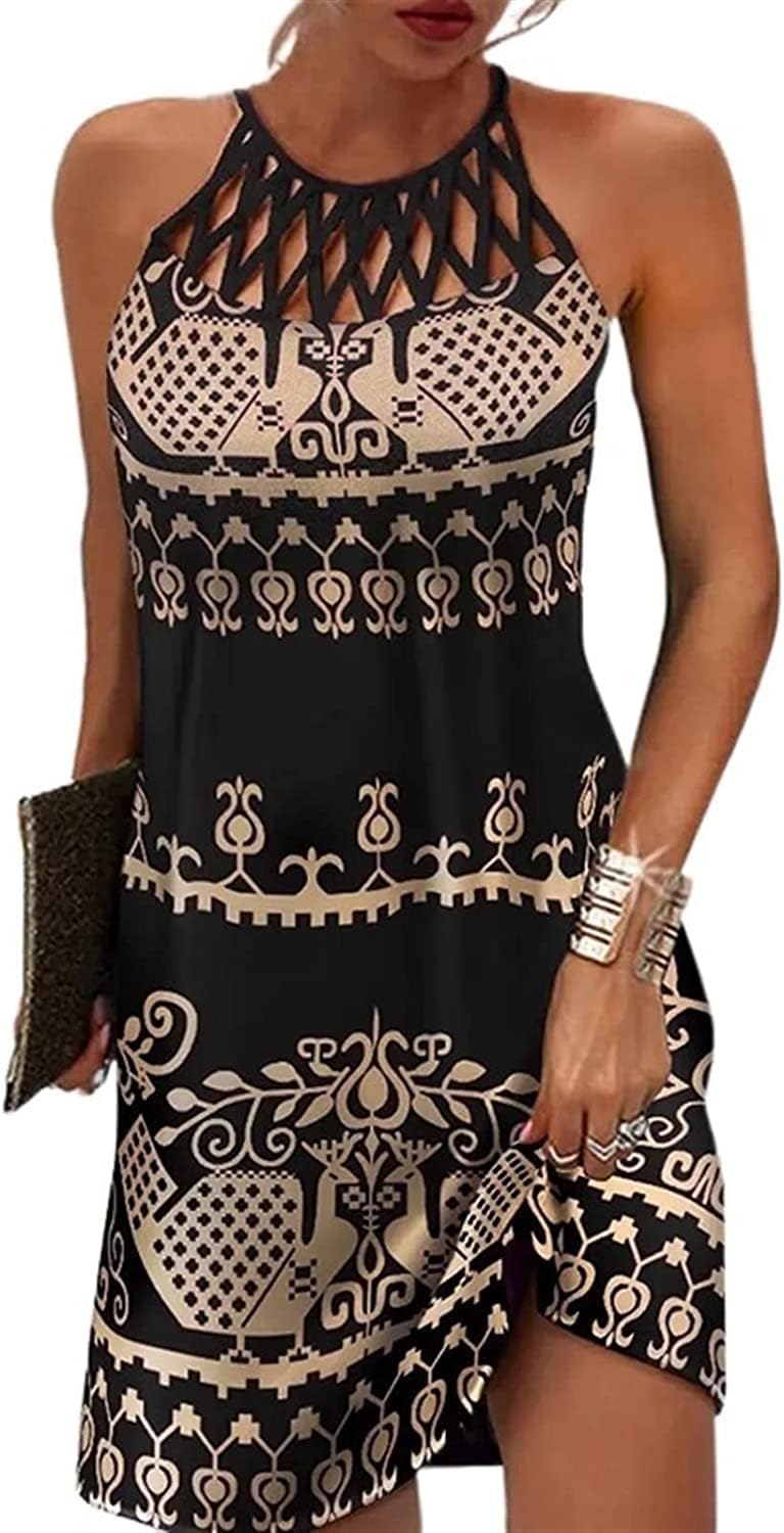 BIRW Summer Dresses for Women 2025 Casual Floral Halter Neck A-line Beach Vacation Sundresses with Pockets BIRW Summer Dresses for Women 2025 Casual Floral Halter Neck A-line Beach Vacation Sundresses with Pockets