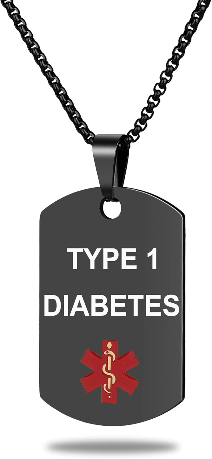 Medical Alert Necklace Laser engraved Tag Custom Engraving Stainless Steel ID Tag Pendant for Men Women Medical Alert Necklace Laser engraved Tag Custom Engraving Stainless Steel ID Tag Pendant for Men Women