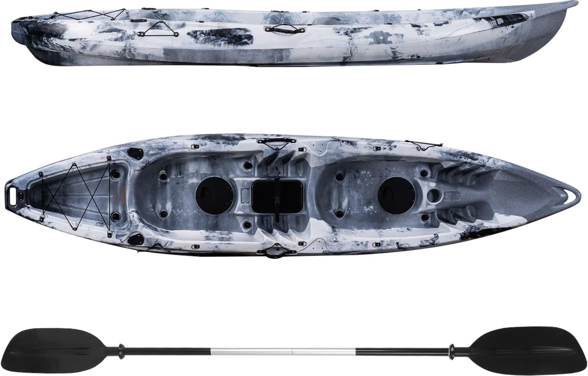 PioneerWorks Fishing Kayak for 2 Person,12.4 FT Sit on Top Kayak with Paddle, Hard Shell Recreational Kayak with Large Rear Storage Perfect for Ocean Lakes Rivers PioneerWorks Fishing Kayak for 2 Person,12.4 FT Sit on Top Kayak with Paddle, Hard Shell Recreational Kayak with Large Rear Storage Perfect for Ocean Lakes Rivers
