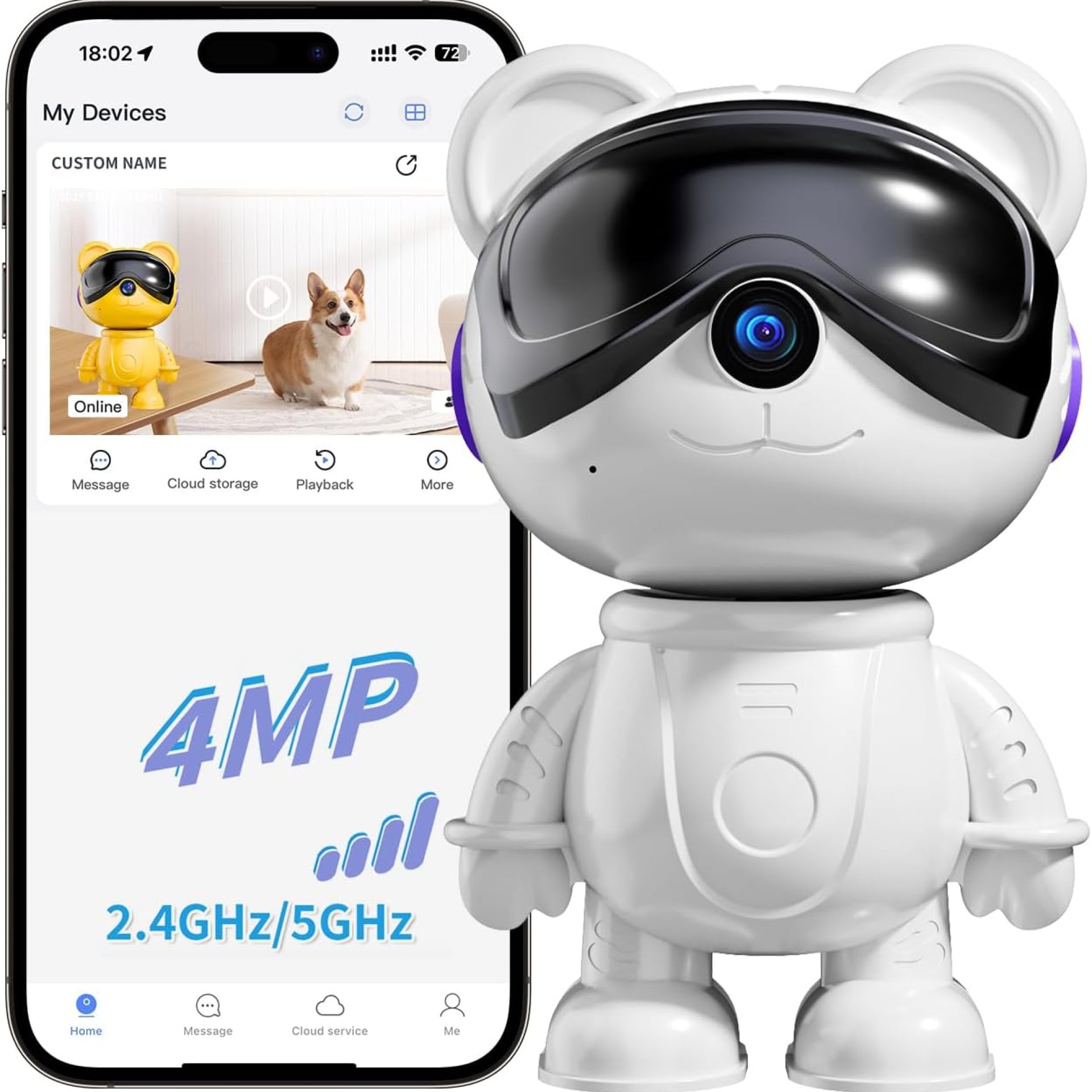 3K-Cute Tiger-Pet Robot-Wireless Security-Camera for Indoor-Home Use,2.4G/5G WiFi Smart Monitoring Baby Tracking With Phone App Control,Pan/Tilt,Full HD Night Vision 24/7recording ,2-Way Talk (white) 3K-Cute Tiger-Pet Robot-Wireless Security-Camera for Indoor-Home Use,2.4G/5G WiFi Smart Monitoring Baby Tracking With Phone App Control,Pan/Tilt,Full HD Night Vision 24/7recording ,2-Way Talk (white)