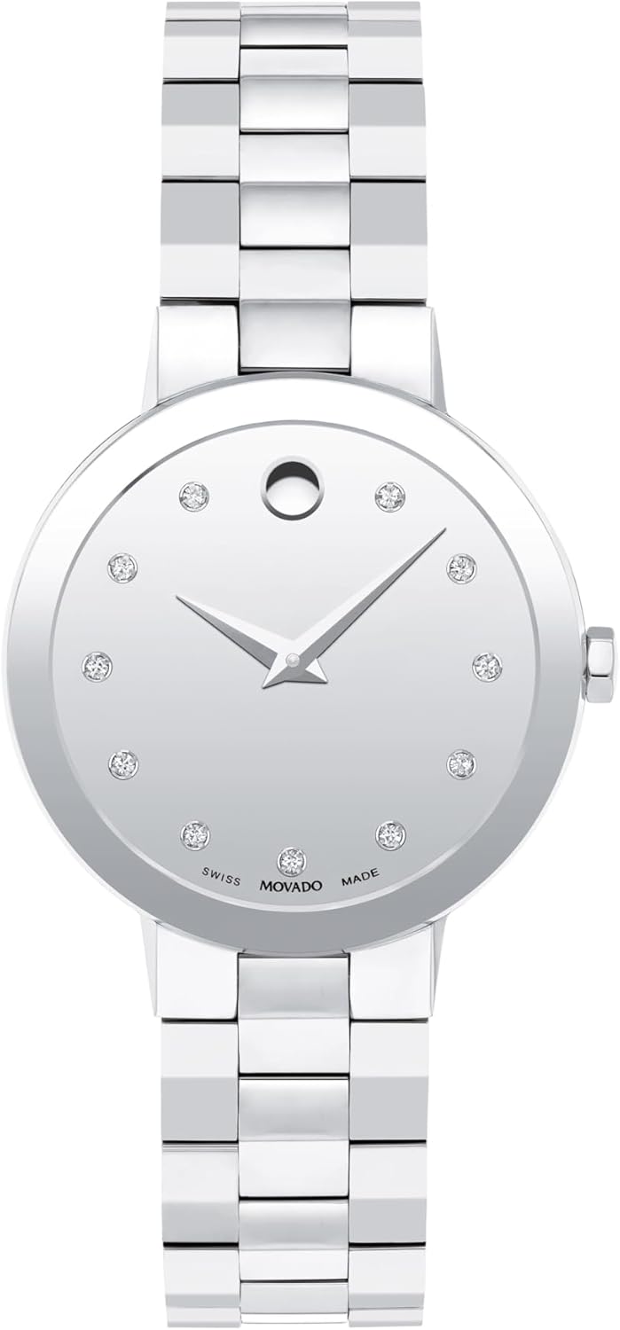 Movado Sapphire Women’s Luxury Watch – Swiss Quartz Movement, Stainless Steel Bracelet, Water Resistance 30 Meters (3ATM) – Elegant Timepiece – Gift for Her – 28mm Movado Sapphire Women’s Luxury Watch – Swiss Quartz Movement, Stainless Steel Bracelet, Water Resistance 30 Meters (3ATM) – Elegant Timepiece – Gift for Her – 28mm