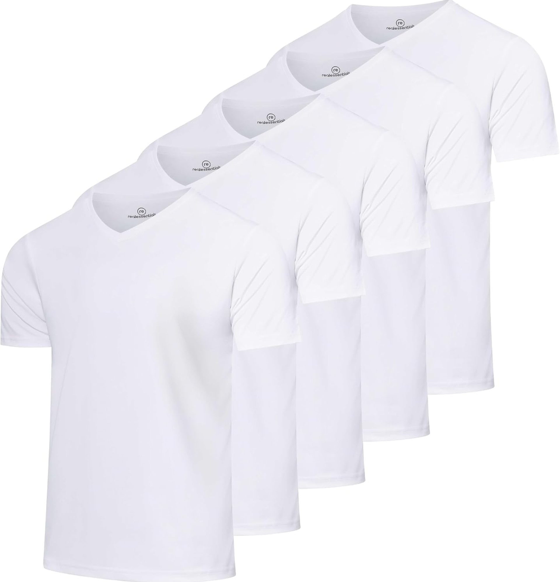Real Essentials 5 Pack: Men’s Mesh Quick Dry Short Sleeve V-Neck T-Shirt – Athletic Performance (Available in Big & Tall) Real Essentials 5 Pack: Men’s Mesh Quick Dry Short Sleeve V-Neck T-Shirt – Athletic Performance (Available in Big & Tall)