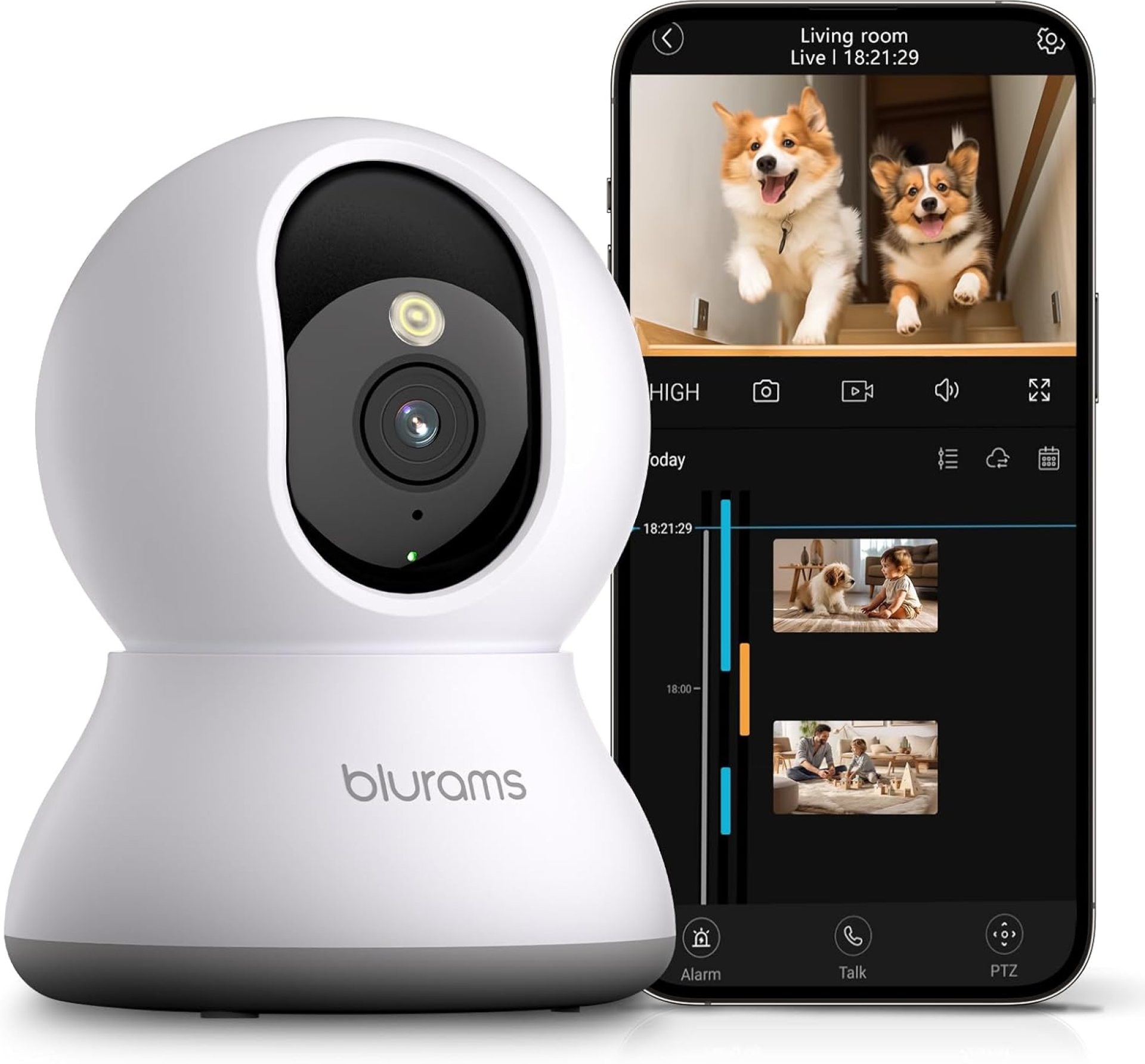 blurams Pet Camera 2K, 360° Dog Camera with Phone App, PTZ Indoor Cameras for Home Security Indoor, 2-Way Audio, Motion Tracking, Color/IR Night Vision, Siren, Cloud&SD(2.4GHz Only) blurams Pet Camera 2K, 360° Dog Camera with Phone App, PTZ Indoor Cameras for Home Security Indoor, 2-Way Audio, Motion Tracking, Color/IR Night Vision, Siren, Cloud&SD(2.4GHz Only)