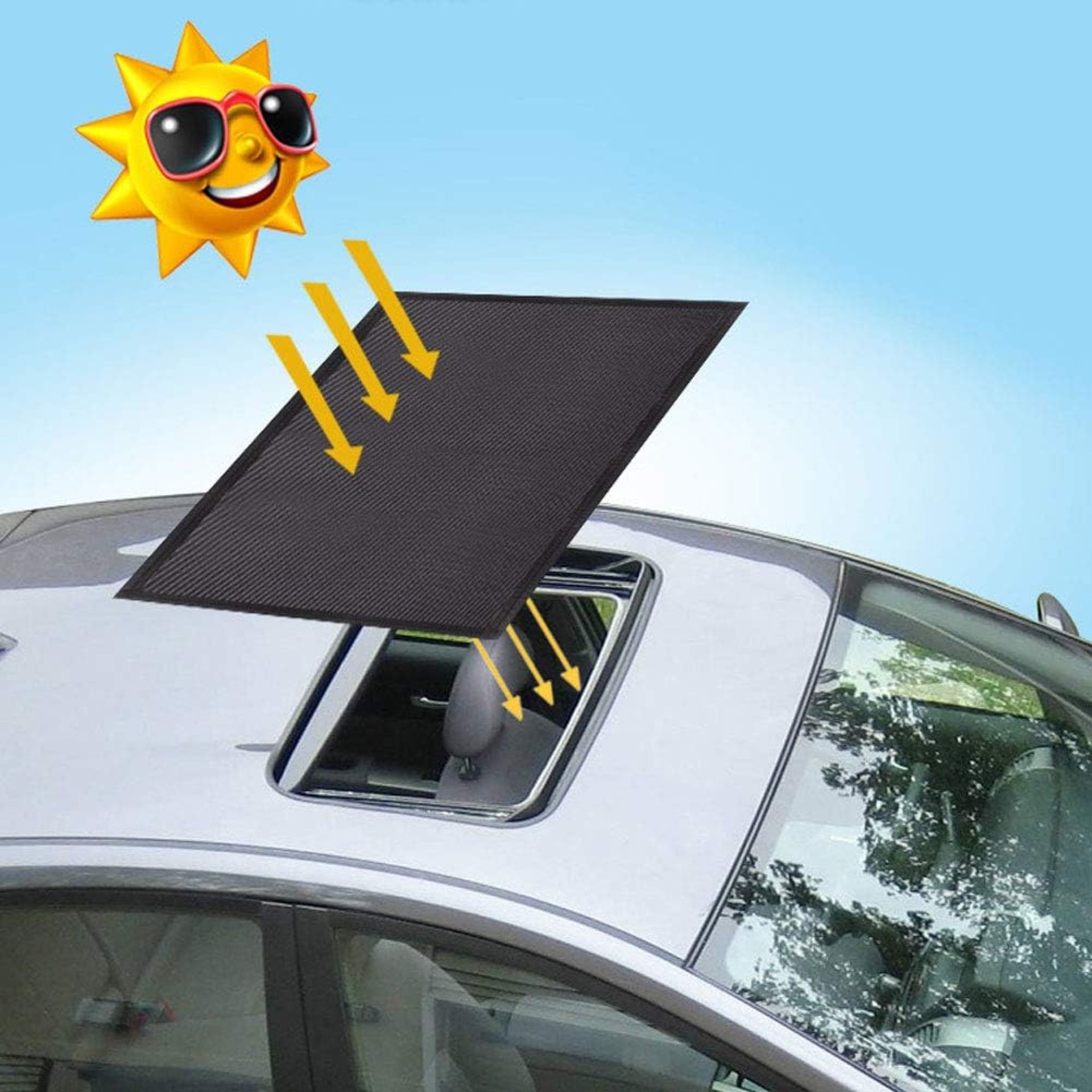 Magnetic Car Sunroof Sun Shade Breathable Mesh, Car roof Cover for Overnight Camping, Quick Install, UV Sun Protection for Moonroof and Side Window Magnetic Car Sunroof Sun Shade Breathable Mesh, Car roof Cover for Overnight Camping, Quick Install, UV Sun Protection for Moonroof and Side Window