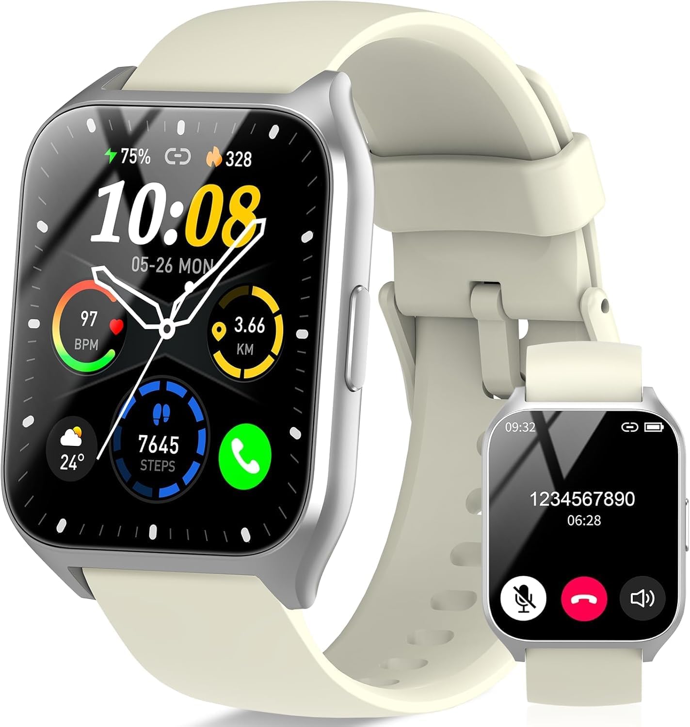 Smart Watch, 1.85″HD Smartwatches for Men (Answer/Make Calls), 100+ Sport Modes with Fitness Tracker Watch, Heart Rate/Sleep Monitor, IP68 Waterproof Activity Tracker, Smartwatch for Android iOS White Smart Watch, 1.85″HD Smartwatches for Men (Answer/Make Calls), 100+ Sport Modes with Fitness Tracker Watch, Heart Rate/Sleep Monitor, IP68 Waterproof Activity Tracker, Smartwatch for Android iOS White