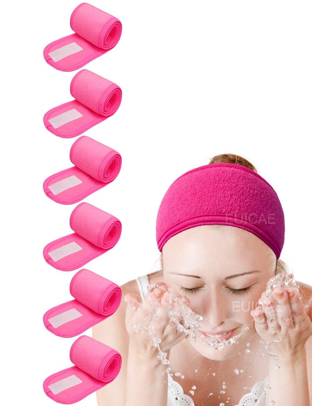 EUICAE Hairband, Pack of 6 – Hot Pink Spa Headband, Adjustable Size, Soft Terry Cloth, Washer & Dryer Friendly, Makeup, Sport, Hair Care, Salon, Gym, Yoga, Dance, Adults EUICAE Hairband, Pack of 6 – Hot Pink Spa Headband, Adjustable Size, Soft Terry Cloth, Washer & Dryer Friendly, Makeup, Sport, Hair Care, Salon, Gym, Yoga, Dance, Adults