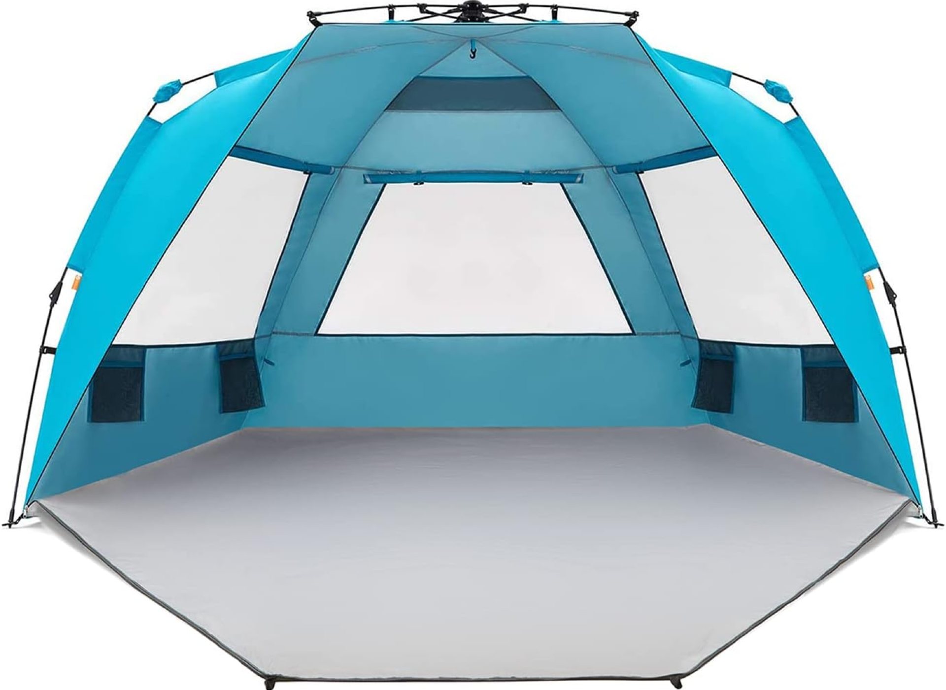 Easthills Outdoors Instant Shader Enhanced Deluxe XL Beach Tent Easy Set Up 4-6 Person Popup Sun Shelter 99″ Wide for Family UPF 50+ Double Silver Coating with Extended Zippered Floor Pacific Blue Easthills Outdoors Instant Shader Enhanced Deluxe XL Beach Tent Easy Set Up 4-6 Person Popup Sun Shelter 99″ Wide for Family UPF 50+ Double Silver Coating with Extended Zippered Floor Pacific Blue