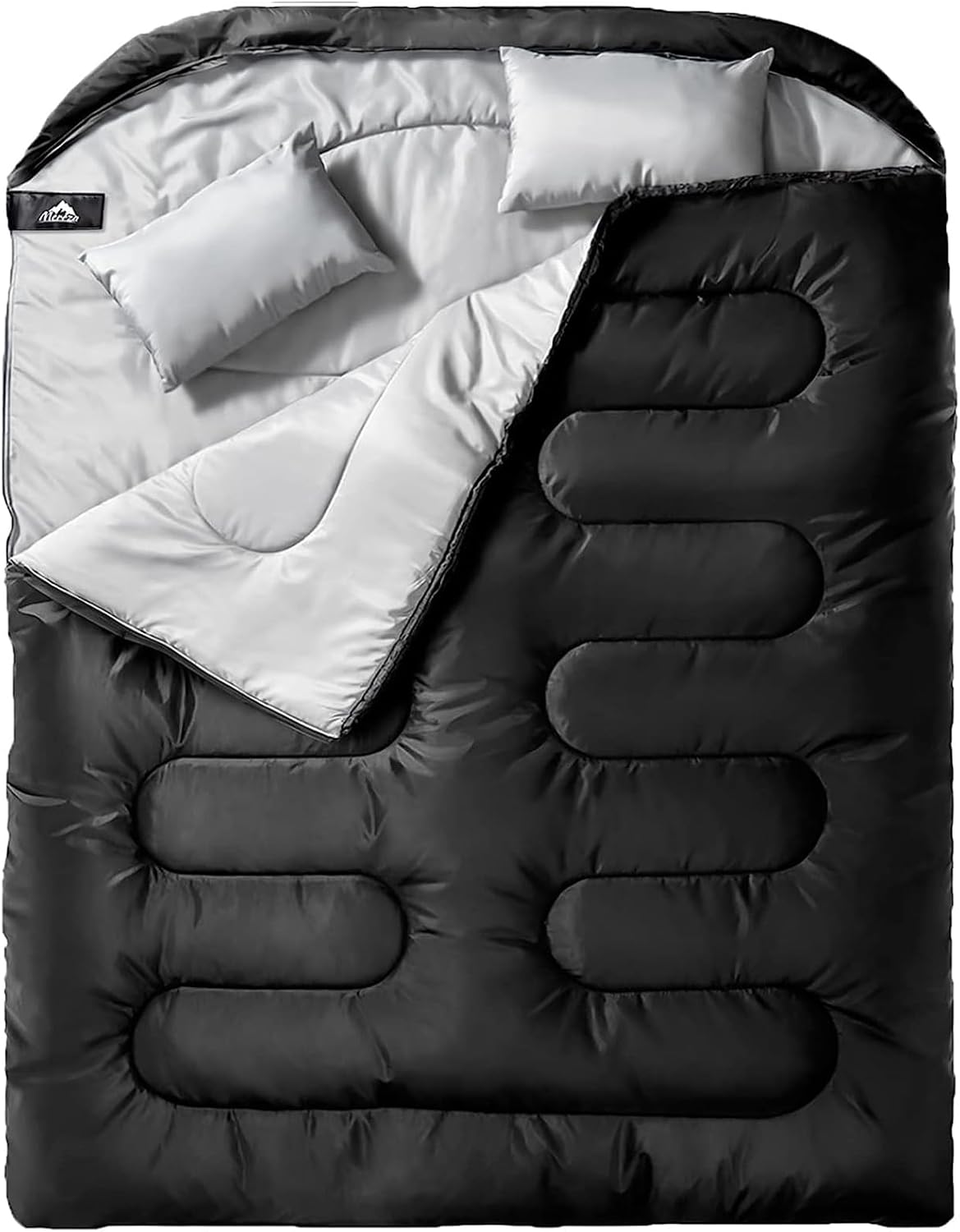 MEREZA Double Sleeping Bag for Adults Mens with Pillow, XL Queen Size Two Person Sleeping Bag for All Season Camping Hiking Backpacking 2 Person Sleeping Bags for Cold Weather & Warm MEREZA Double Sleeping Bag for Adults Mens with Pillow, XL Queen Size Two Person Sleeping Bag for All Season Camping Hiking Backpacking 2 Person Sleeping Bags for Cold Weather & Warm