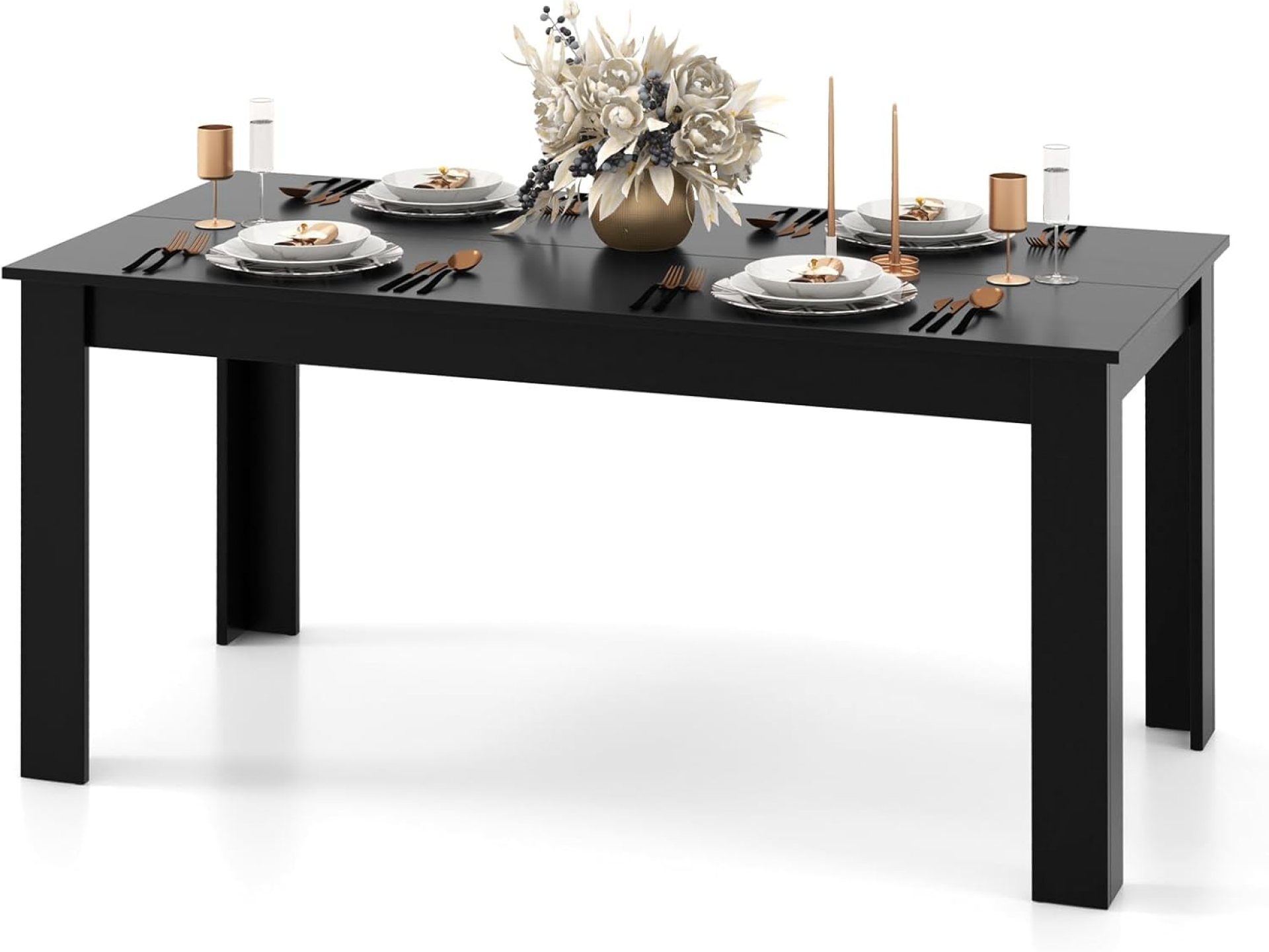 Giantex Dining Table for 6, Wood Rectangular Table, 63″ L x 31.5″ W x 30″ H Large Farmhouse Center Table, Home Furniture Kitchen Table, Modern Dining Room Table, Supporting for 330LBS, Black Giantex Dining Table for 6, Wood Rectangular Table, 63″ L x 31.5″ W x 30″ H Large Farmhouse Center Table, Home Furniture Kitchen Table, Modern Dining Room Table, Supporting for 330LBS, Black