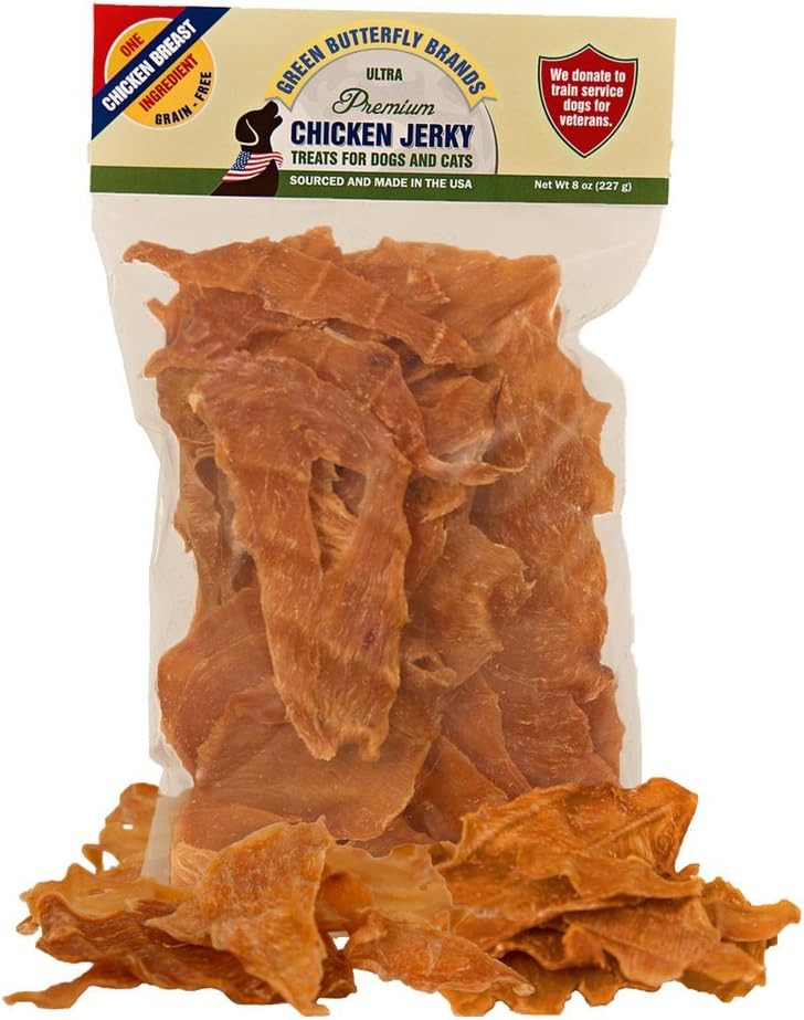 Chicken Jerky – Dog Treats Made in USA Only – 1 Ingredient: USDA Grade A Chicken Breast – No Additives or Preservatives – Grain Free Snack, All Natural Premium Strips, 8 Ounces Chicken Jerky – Dog Treats Made in USA Only – 1 Ingredient: USDA Grade A Chicken Breast – No Additives or Preservatives – Grain Free Snack, All Natural Premium Strips, 8 Ounces
