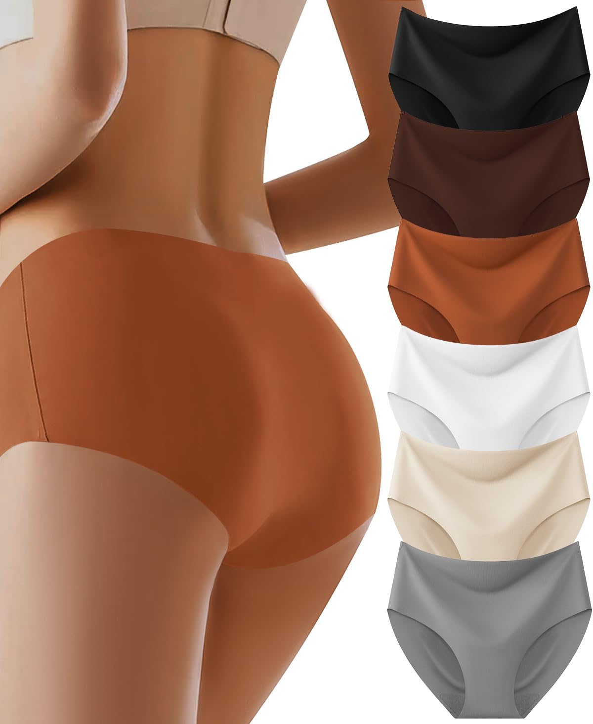Womens Underwear Full Coverage No Show High Waisted Seamless Ladies Panties 6 Pack Womens Underwear Full Coverage No Show High Waisted Seamless Ladies Panties 6 Pack