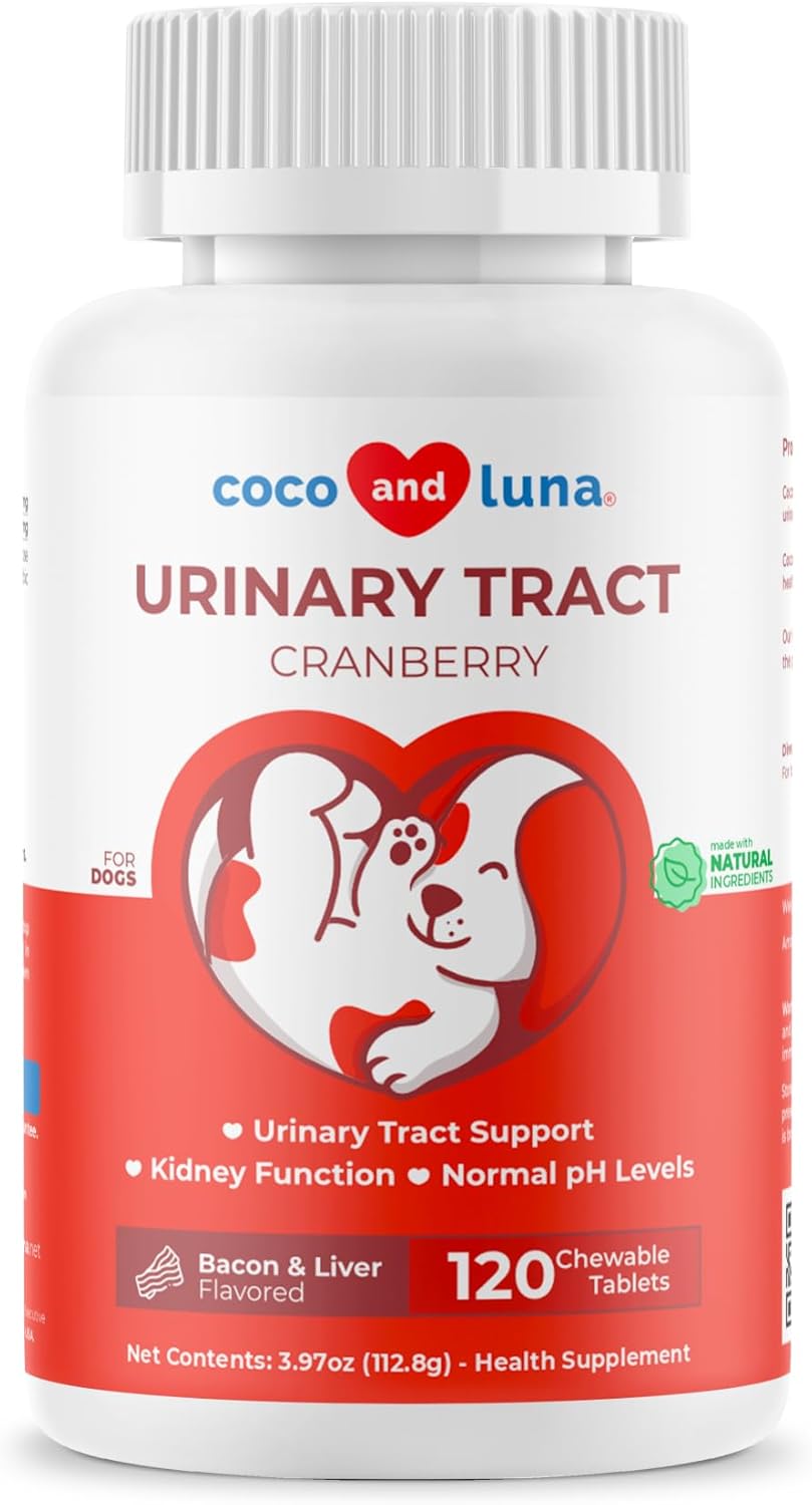 Cranberry for Dogs – 120 Chewable Tablets – Urinary Tract Health, Bladder Support, Dog UTI, Bladder Stones, Incontinence Support, Cranberry Supplement Cranberry for Dogs – 120 Chewable Tablets – Urinary Tract Health, Bladder Support, Dog UTI, Bladder Stones, Incontinence Support, Cranberry Supplement