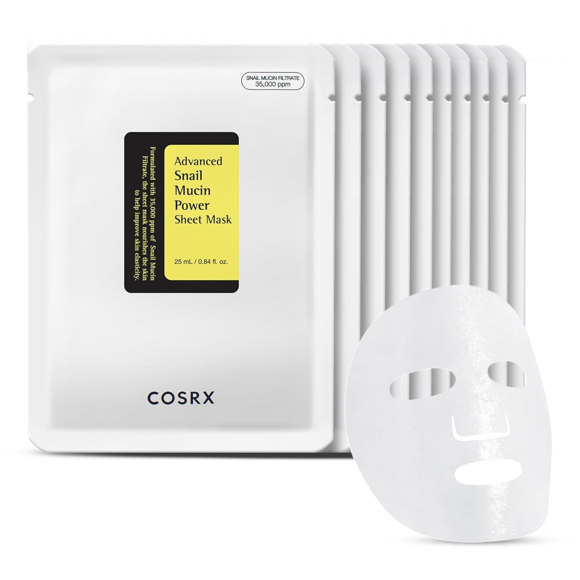 COSRX Snail Mucin Sheet Mask 10 EA with Snail Mucin Serum, Self Care, Face Masks for Dry, Sensitive Skin, Not Tested on Animals, No Parabens, No Sulfates, Korean Skin Care COSRX Snail Mucin Sheet Mask 10 EA with Snail Mucin Serum, Self Care, Face Masks for Dry, Sensitive Skin, Not Tested on Animals, No Parabens, No Sulfates, Korean Skin Care