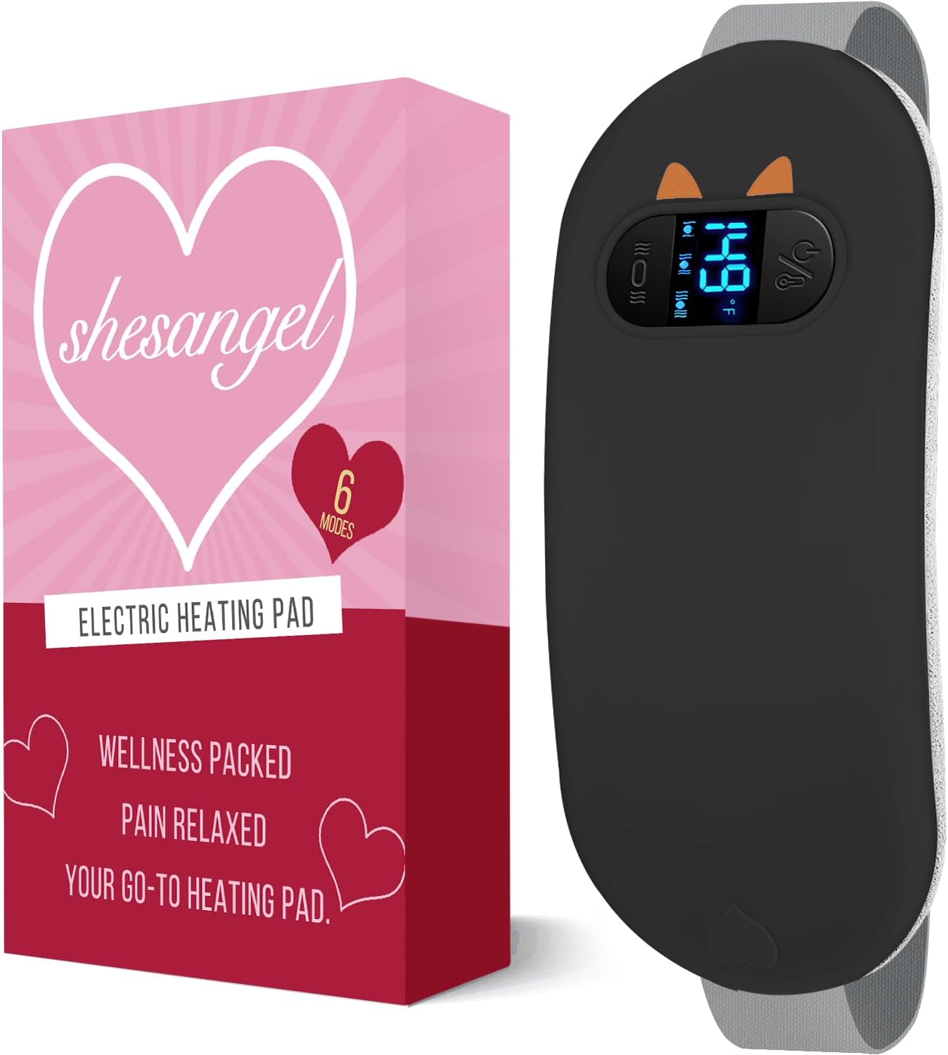 FSA HSA Eligible Heating Pad, Portable Cordless Menstrual Heating Pad with 6 Heat Levels and 6 Massage Modes, Heating Pad for Period Cramps, Back Pain 3s Fast Heating Gift for Women and Girl(Black) FSA HSA Eligible Heating Pad, Portable Cordless Menstrual Heating Pad with 6 Heat Levels and 6 Massage Modes, Heating Pad for Period Cramps, Back Pain 3s Fast Heating Gift for Women and Girl(Black)