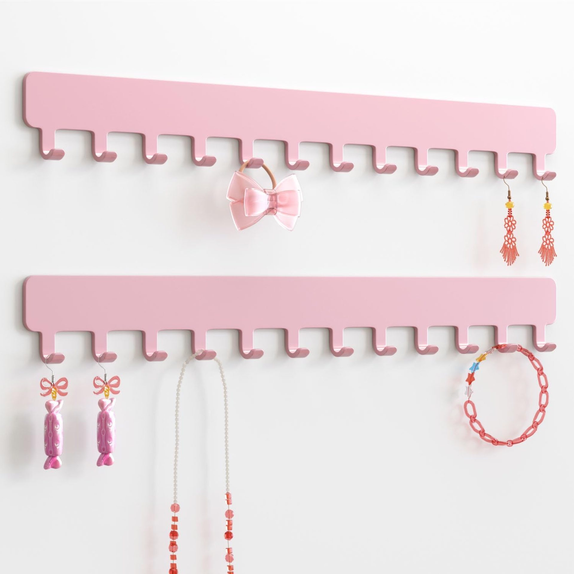 Necklace Holder Wall Organizer – Jewelry Hanging Hooks for Necklaces, Bracelets, Earrings – Easy Stick-On Installation – Space-Saving Metal Design, Pink Necklace Holder Wall Organizer – Jewelry Hanging Hooks for Necklaces, Bracelets, Earrings – Easy Stick-On Installation – Space-Saving Metal Design, Pink