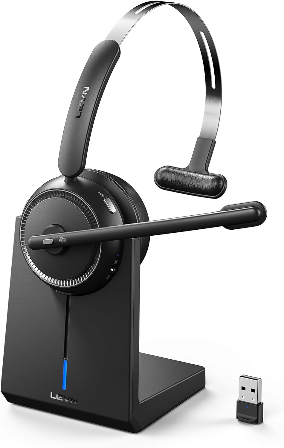 LEVN Wireless Headset 5.2 for Call Center, Bluetooth Headphones with Mic for Work(Noise Cancelling), 65 Hours Woktime & Mute Button,Wireless Headset for Work from Home/Office/PC/Computer/Laptop(Black) LEVN Wireless Headset 5.2 for Call Center, Bluetooth Headphones with Mic for Work(Noise Cancelling), 65 Hours Woktime & Mute Button,Wireless Headset for Work from Home/Office/PC/Computer/Laptop(Black)