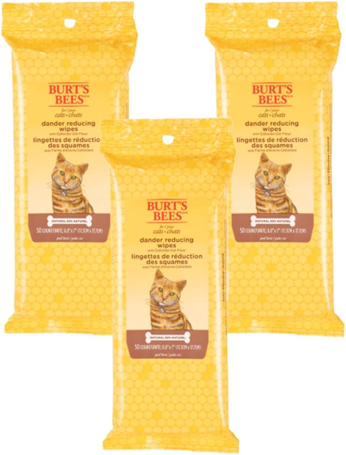 Burt’s Bees for Pets Cat Naturally Derived Dander Reducing Wipes – Kitten and Cat Wipes for Grooming – Cruelty Free, Formulated without Sulfates and Parabens, Made in the USA, 50 Count – 3 Pack Burt’s Bees for Pets Cat Naturally Derived Dander Reducing Wipes – Kitten and Cat Wipes for Grooming – Cruelty Free, Formulated without Sulfates and Parabens, Made in the USA, 50 Count – 3 Pack
