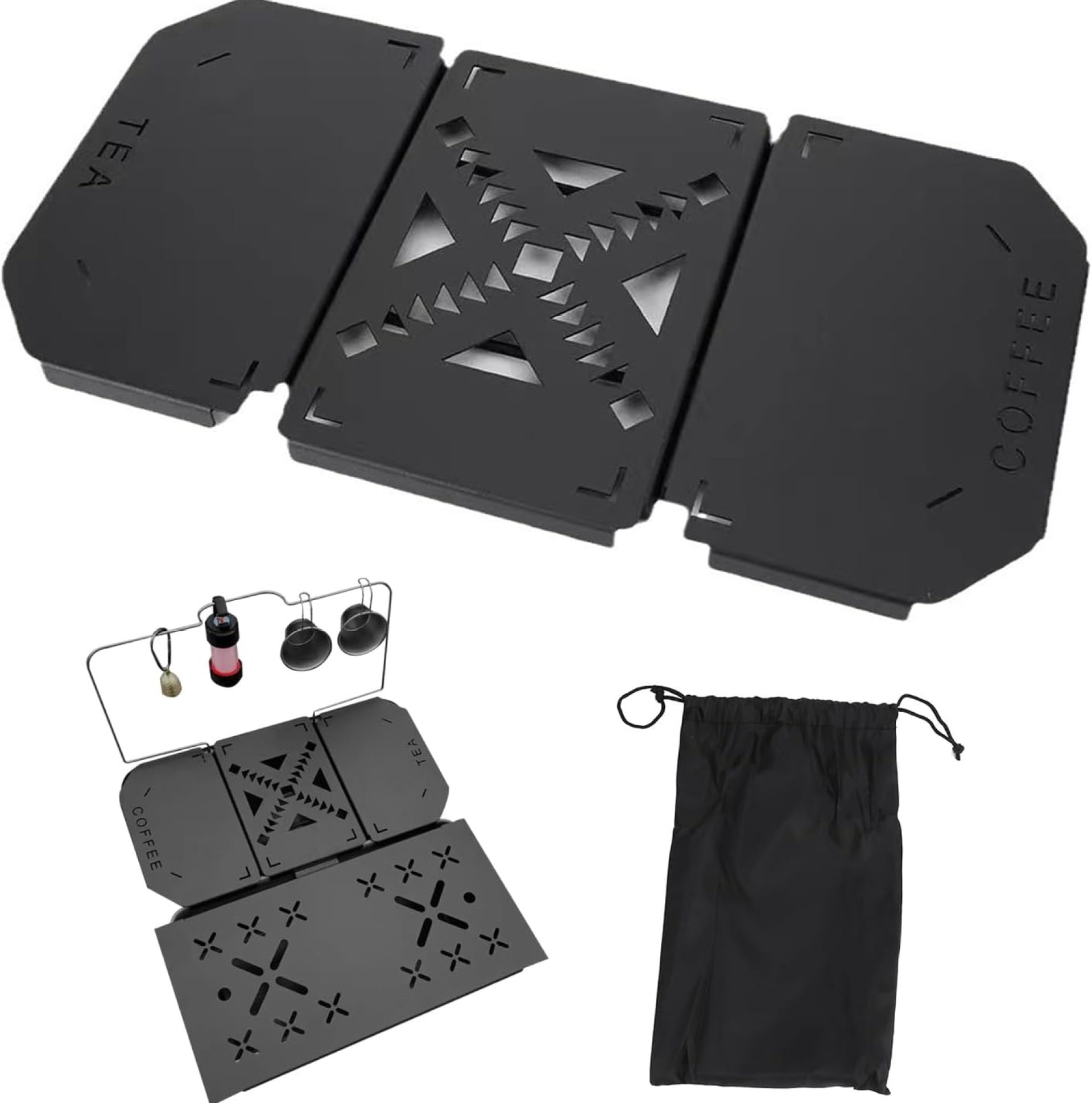 Folding Table Top for Stanley 9.4L Lunch Box, Professional Aluminium Alloy Portable Camping Table Board and Coffee Station for Fishing and Camping Gear, Black Folding Table Top for Stanley 9.4L Lunch Box, Professional Aluminium Alloy Portable Camping Table Board and Coffee Station for Fishing and Camping Gear, Black