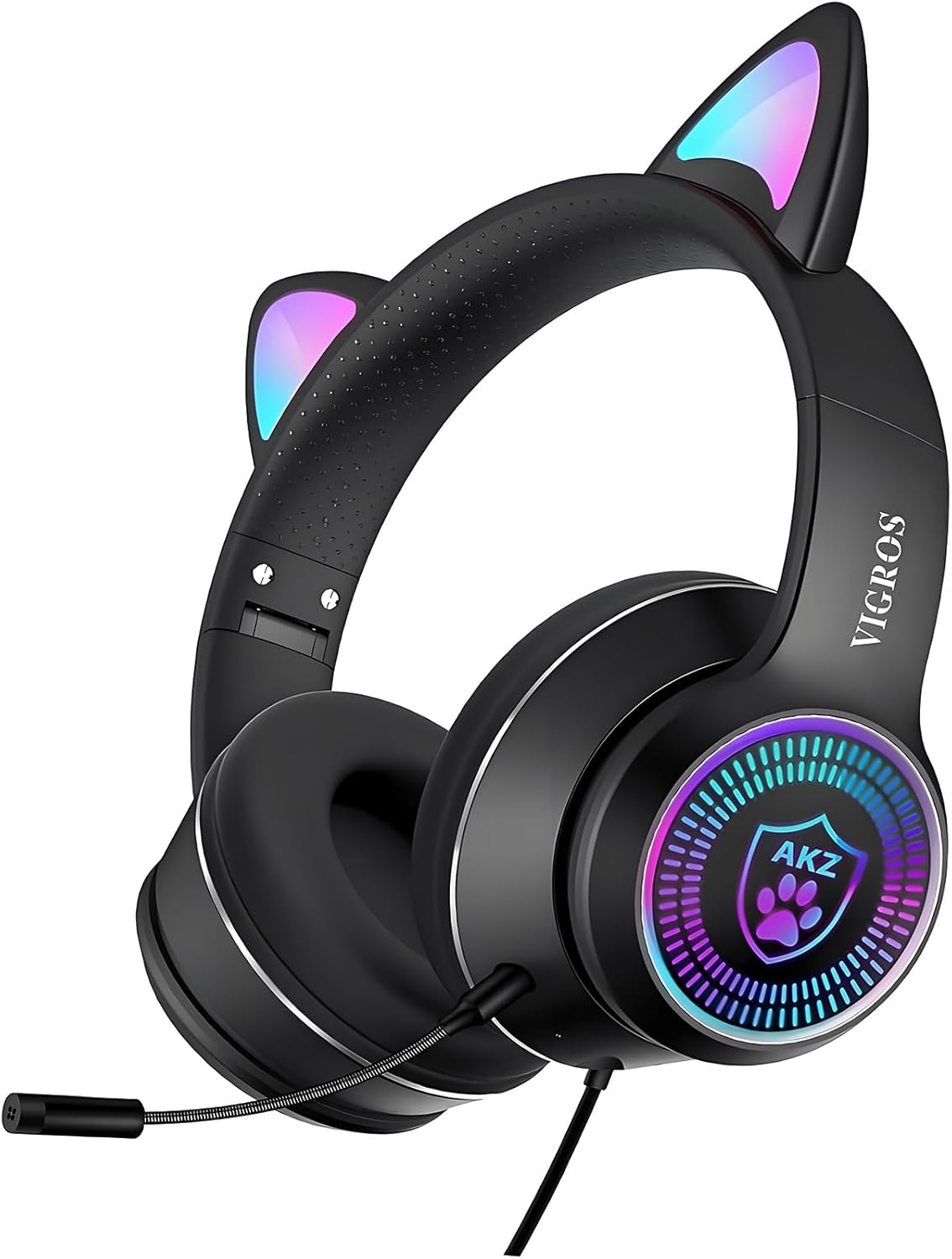 Cat Ear Gaming Headphones Wired AUX 3.5mm LED Light, Noise Canceling Game Headphones Stereo Foldable Over-Ear Headsets with Microphone Fit Girls, Kids for PC, PS4, Switch, Xbox, Mobile, Laptop Cat Ear Gaming Headphones Wired AUX 3.5mm LED Light, Noise Canceling Game Headphones Stereo Foldable Over-Ear Headsets with Microphone Fit Girls, Kids for PC, PS4, Switch, Xbox, Mobile, Laptop