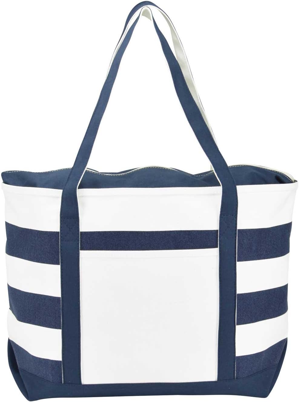 DALIX Striped Boat Bag Premium Cotton Canvas Tote in Navy Blue DALIX Striped Boat Bag Premium Cotton Canvas Tote in Navy Blue