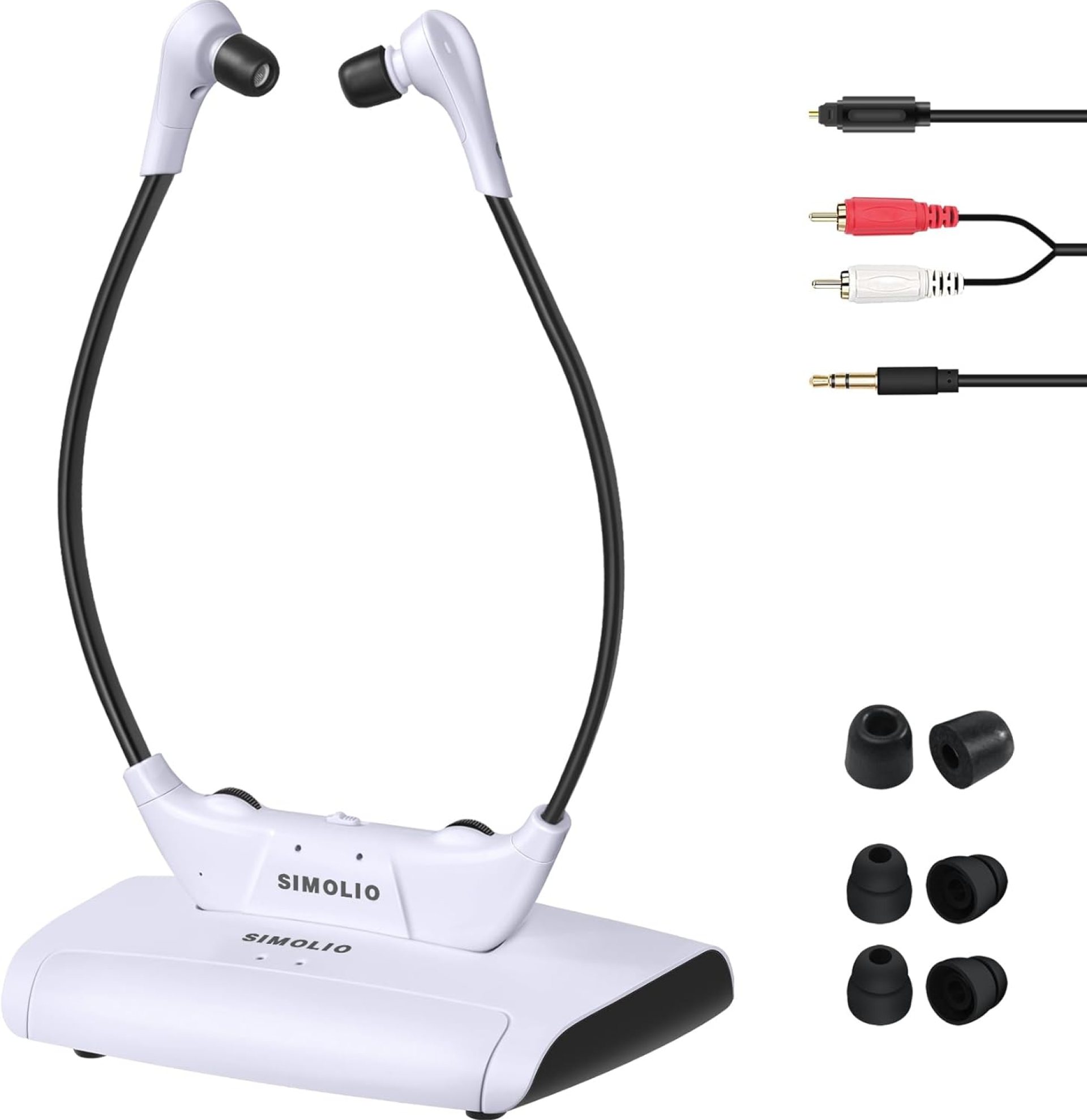 SIMOLIO Wireless Headphones for TV Watching w/Clarified Dialog, 100FT Range TV Headset for Seniors w/Balance Control & Enhanced Voice & Transmitter/Charging Dock, Gifts for Elderly, No Audio Delay SIMOLIO Wireless Headphones for TV Watching w/Clarified Dialog, 100FT Range TV Headset for Seniors w/Balance Control & Enhanced Voice & Transmitter/Charging Dock, Gifts for Elderly, No Audio Delay