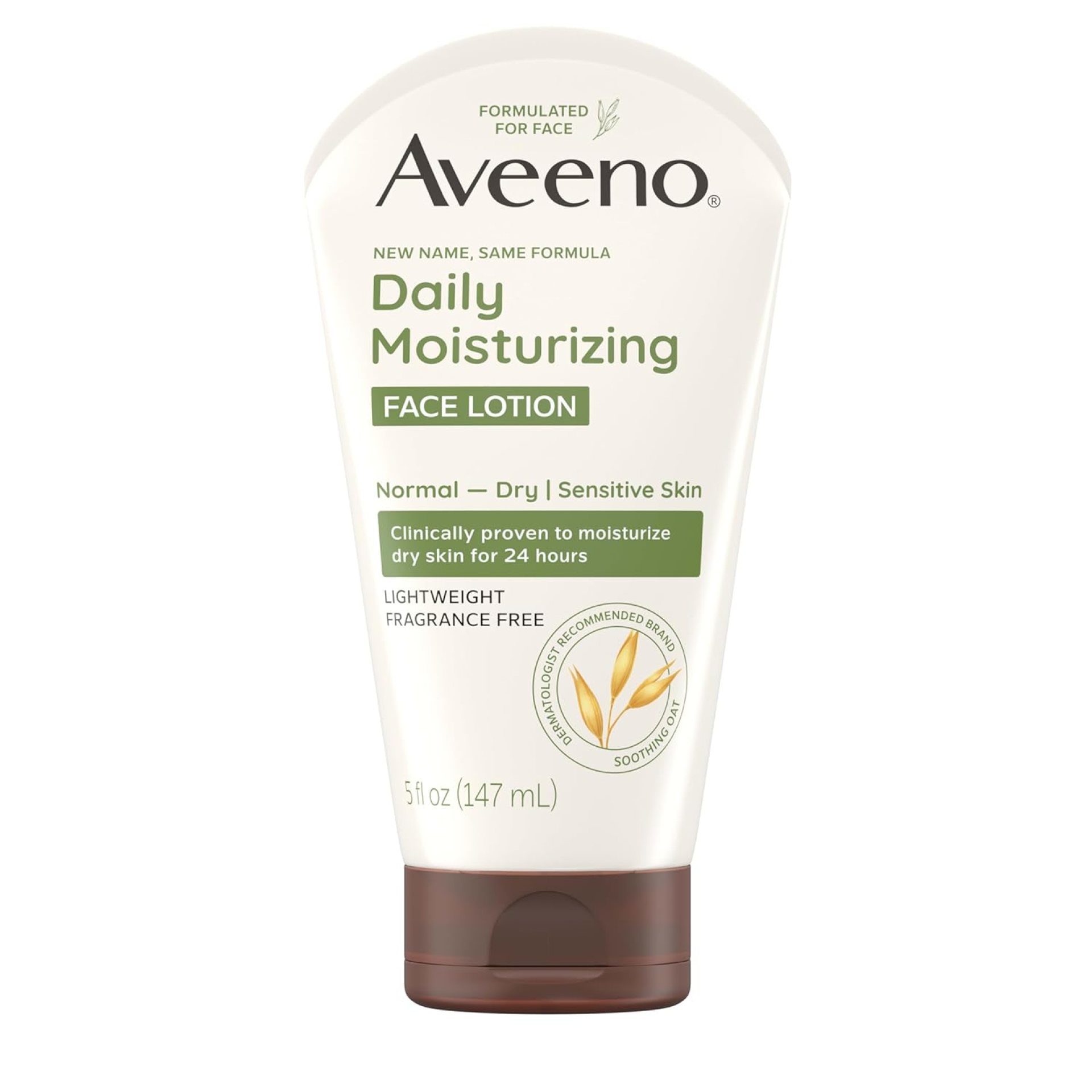 Aveeno Daily Moisturizing Face Lotion with Soothing Prebiotic Oat, Gentle Lotion Nourishes Normal to Dry Skin With Moisture, Facial Lotion for Sensitive Skin, Fragrance-Free, 5 oz Aveeno Daily Moisturizing Face Lotion with Soothing Prebiotic Oat, Gentle Lotion Nourishes Normal to Dry Skin With Moisture, Facial Lotion for Sensitive Skin, Fragrance-Free, 5 oz