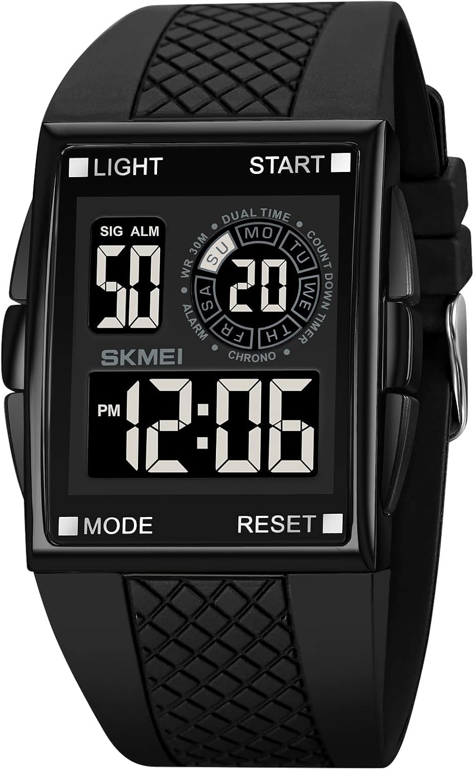 XCZAP Men’s Luminous Square Digital Sports Watch Waterproof Countdown Multi-Function Watch XCZAP Men’s Luminous Square Digital Sports Watch Waterproof Countdown Multi-Function Watch