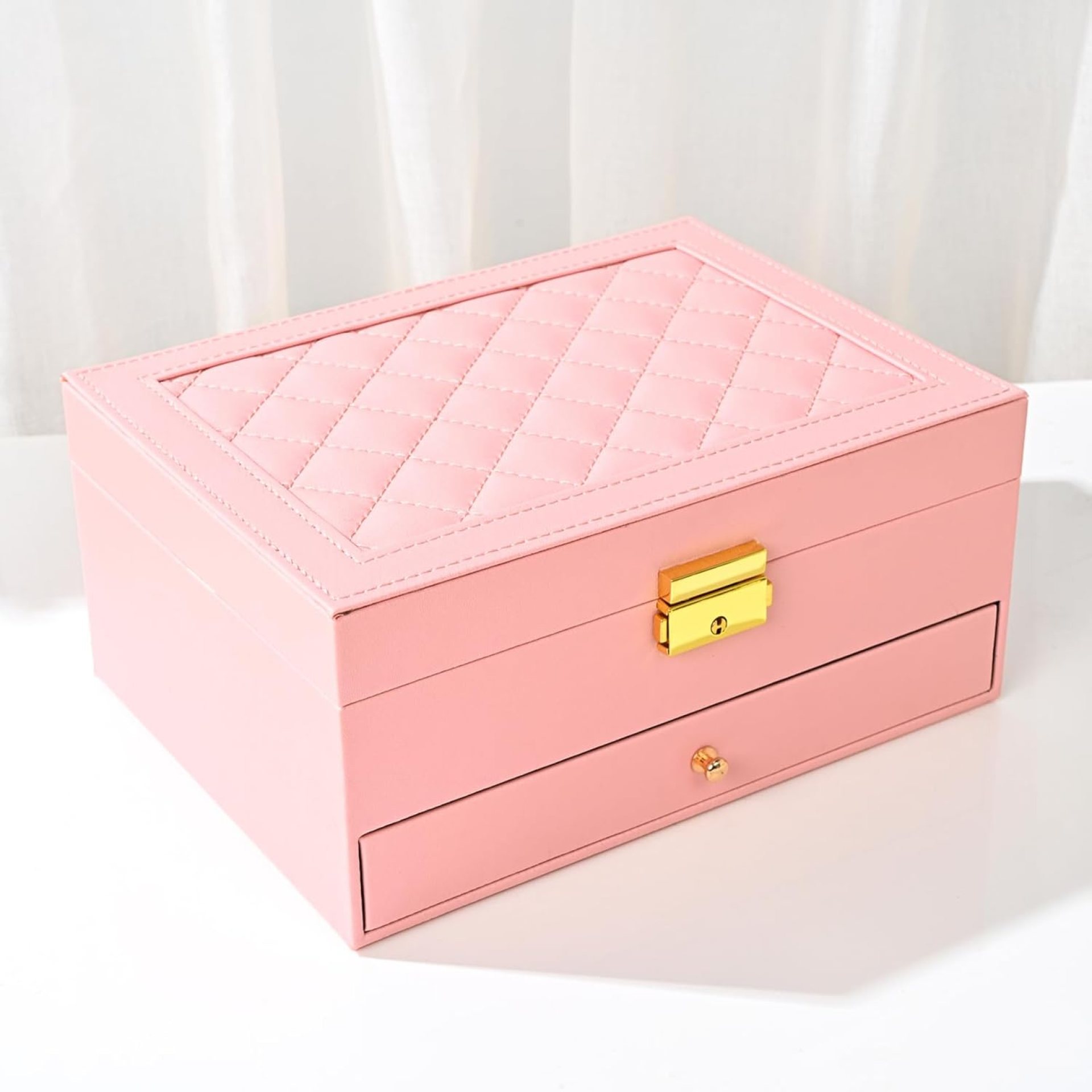 Jewelry Organizer Box for Women – Large PU Leather Jewelry Organizer Storage Case with Two Layers Display for Earrings Bracelets Rings Watches (Pink) Jewelry Organizer Box for Women – Large PU Leather Jewelry Organizer Storage Case with Two Layers Display for Earrings Bracelets Rings Watches (Pink)