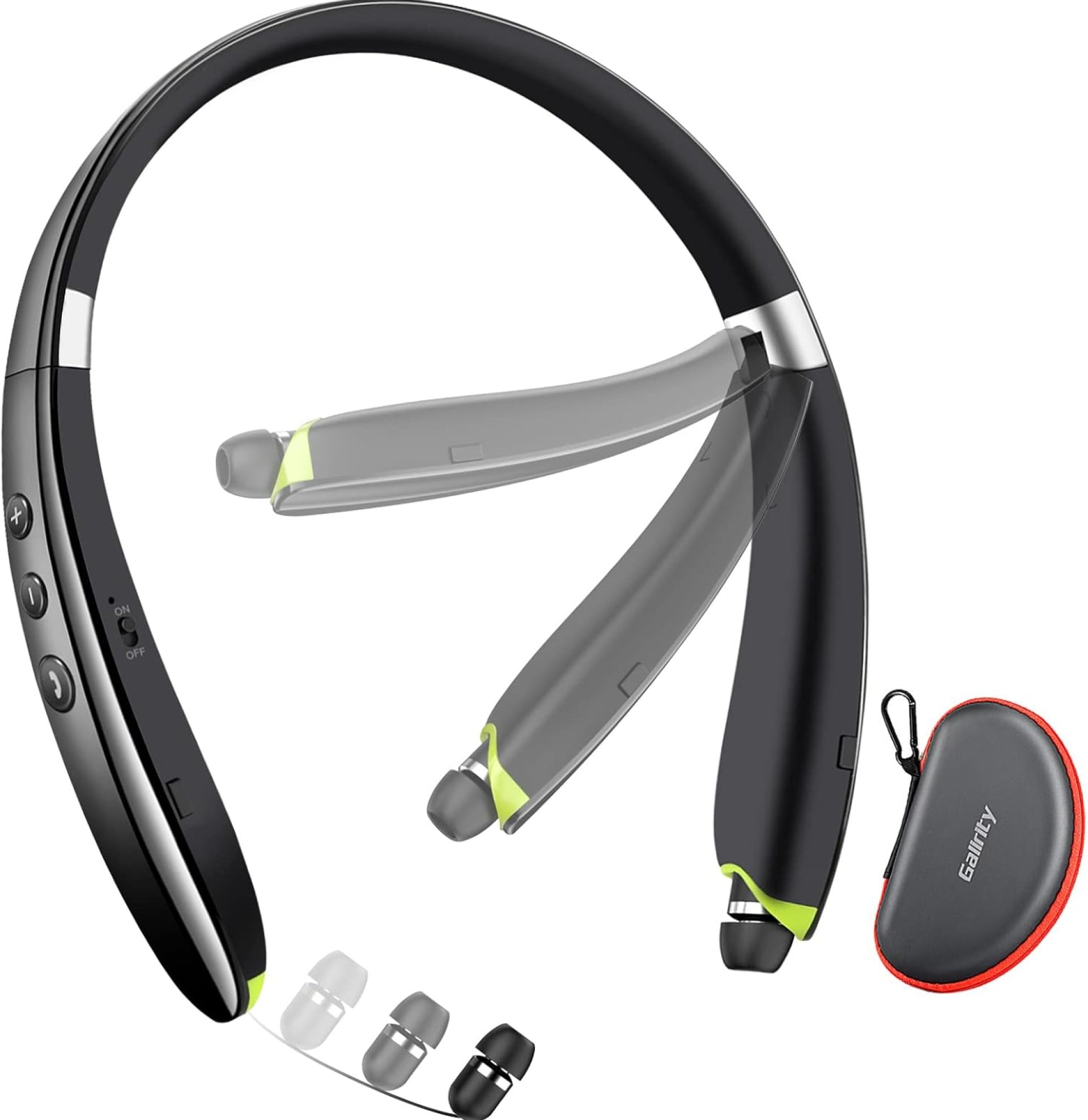 Bluetooth Headset, 2025 Upgraded Neckband Bluetooth Headphones with Retractable Earbuds, Noise Cancelling Stereo Earphones with Mic, Foldable Wireless Headphones for Sports Office with Carry Case Bluetooth Headset, 2025 Upgraded Neckband Bluetooth Headphones with Retractable Earbuds, Noise Cancelling Stereo Earphones with Mic, Foldable Wireless Headphones for Sports Office with Carry Case