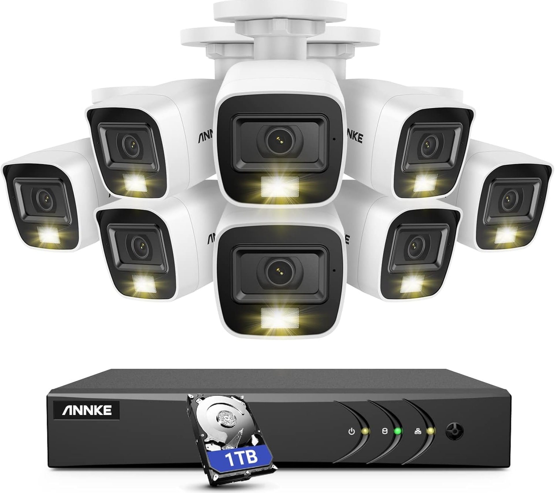 ANNKE Home Wired Camera Security System with Audio, 8CH 3K Lite H.265+ AI DVR with 1 TB Hard Drive and 8 X 1080P IP67 Weatherproof Cameras with Dual Light, Human/Vehicle Detection, Color Night Vision ANNKE Home Wired Camera Security System with Audio, 8CH 3K Lite H.265+ AI DVR with 1 TB Hard Drive and 8 X 1080P IP67 Weatherproof Cameras with Dual Light, Human/Vehicle Detection, Color Night Vision