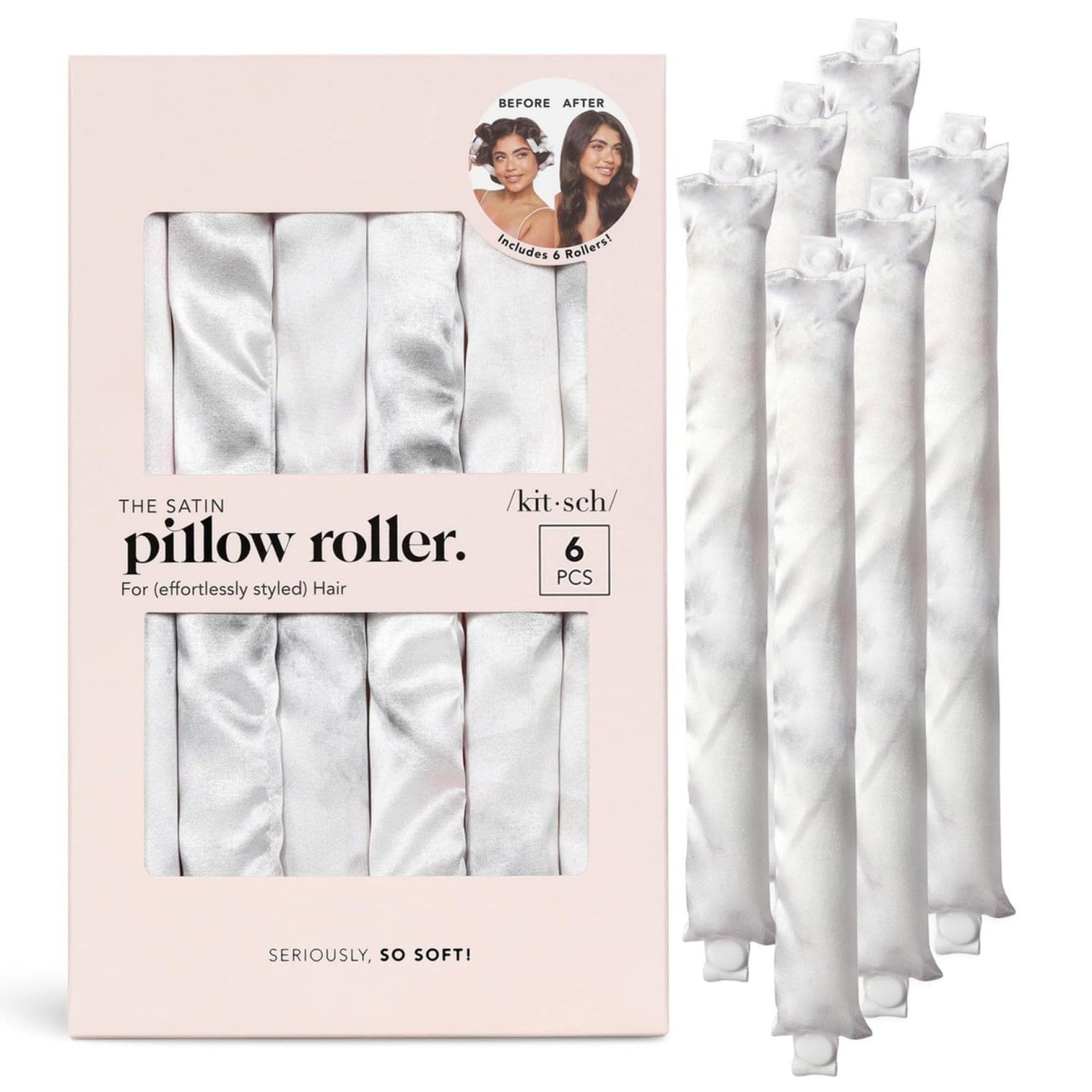 Kitsch Satin Pillow Rollers -Heatless Hair Curler, Hair Rollers, Heatless Curls Overnight, Flexible Curling Rods for Long &Short Hairs, Flexi Rod Curlers to Sleep in, Overnight Blowout Rods-6pc Marble Kitsch Satin Pillow Rollers -Heatless Hair Curler, Hair Rollers, Heatless Curls Overnight, Flexible Curling Rods for Long &Short Hairs, Flexi Rod Curlers to Sleep in, Overnight Blowout Rods-6pc Marble