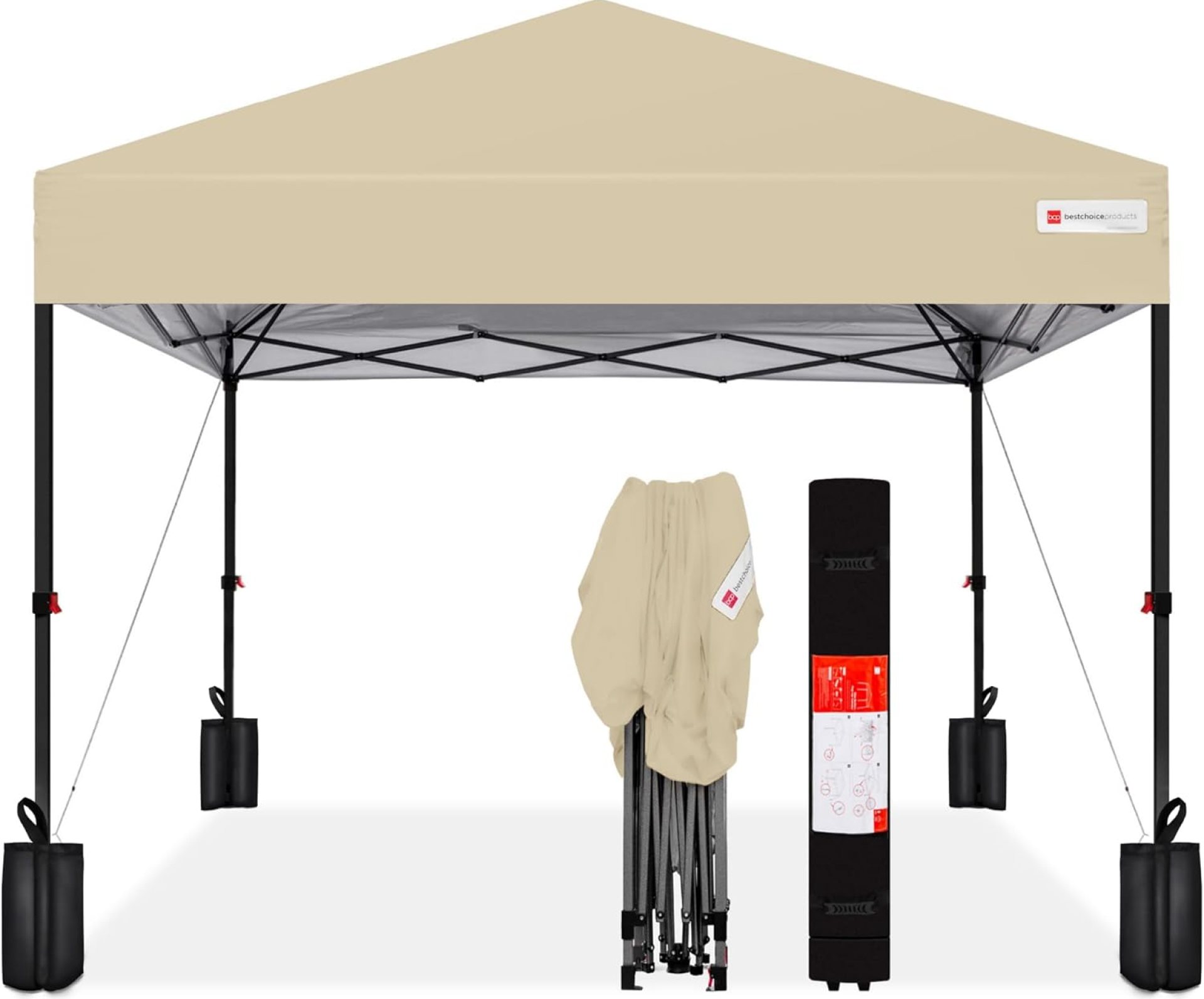 Best Choice Products 10x10ft 1-Person Setup Pop Up Canopy Tent Instant Portable Shelter w/ 1-Button Push, Case, 4 Weight Bags – Sand Best Choice Products 10x10ft 1-Person Setup Pop Up Canopy Tent Instant Portable Shelter w/ 1-Button Push, Case, 4 Weight Bags – Sand