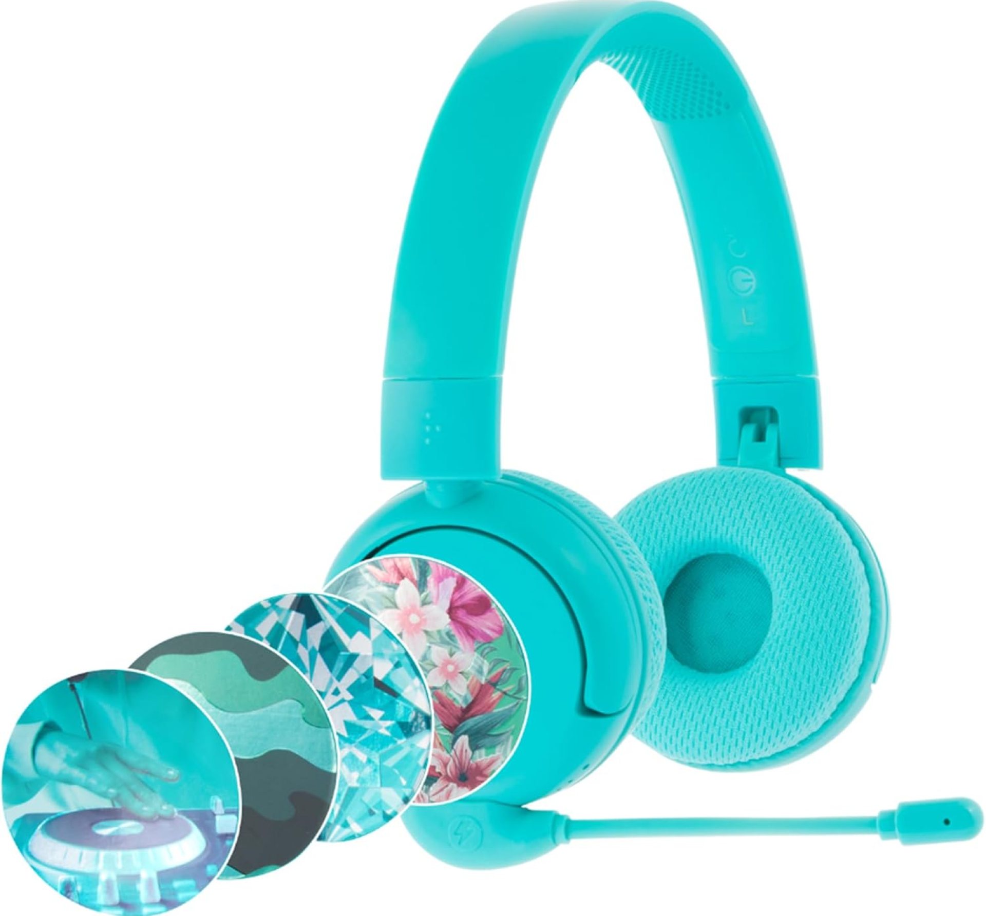 Made for Amazon Bluetooth Kids Headphones with Boom Microphone Age (7-12) | Teal Made for Amazon Bluetooth Kids Headphones with Boom Microphone Age (7-12) | Teal