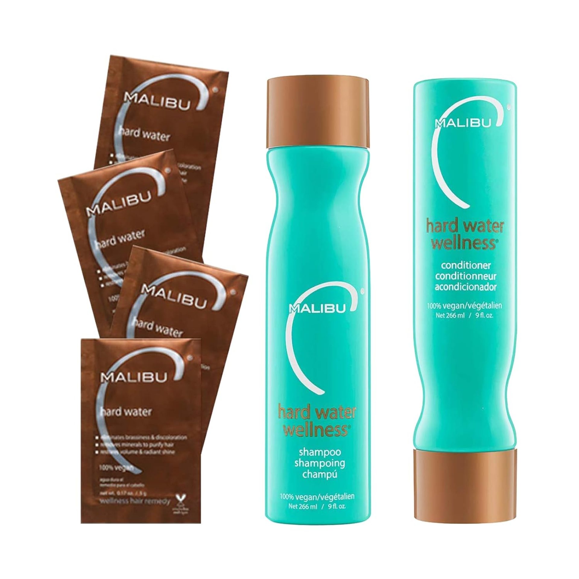 Malibu C Hard Water Wellness Remedy – Hard Water Shampoo, Conditioner & Hair Mask Packets for Removing Deposits and Impurities – Hydrating Hair Care Set (6 Ct) Malibu C Hard Water Wellness Remedy – Hard Water Shampoo, Conditioner & Hair Mask Packets for Removing Deposits and Impurities – Hydrating Hair Care Set (6 Ct)