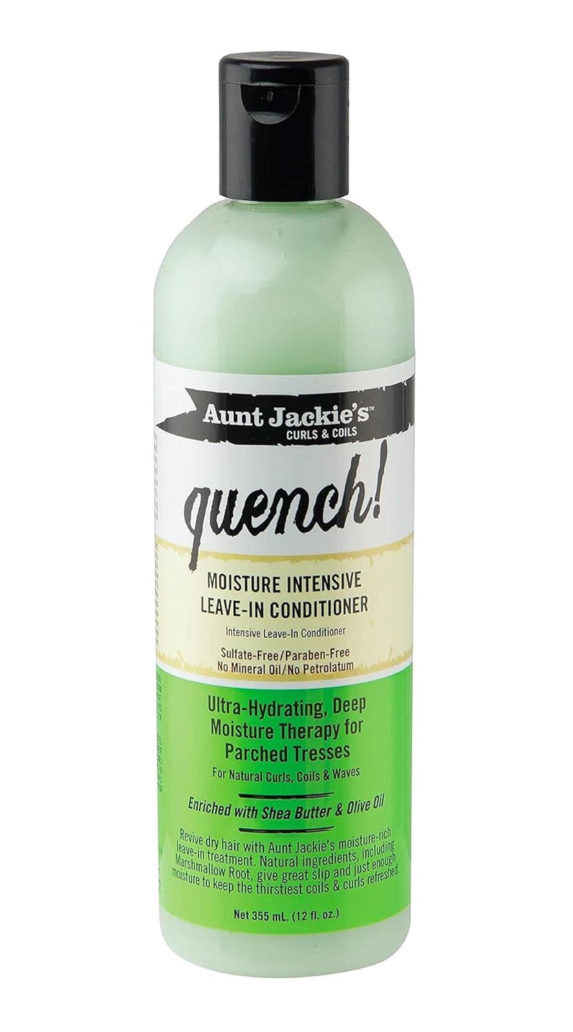 Aunt Jackie’s Curls and Coils Quench Moisture Intensive Leave-In Hair Conditioner for Natural Curls, Coils and Waves, Enriched with Shea Butter, 12 oz Aunt Jackie’s Curls and Coils Quench Moisture Intensive Leave-In Hair Conditioner for Natural Curls, Coils and Waves, Enriched with Shea Butter, 12 oz