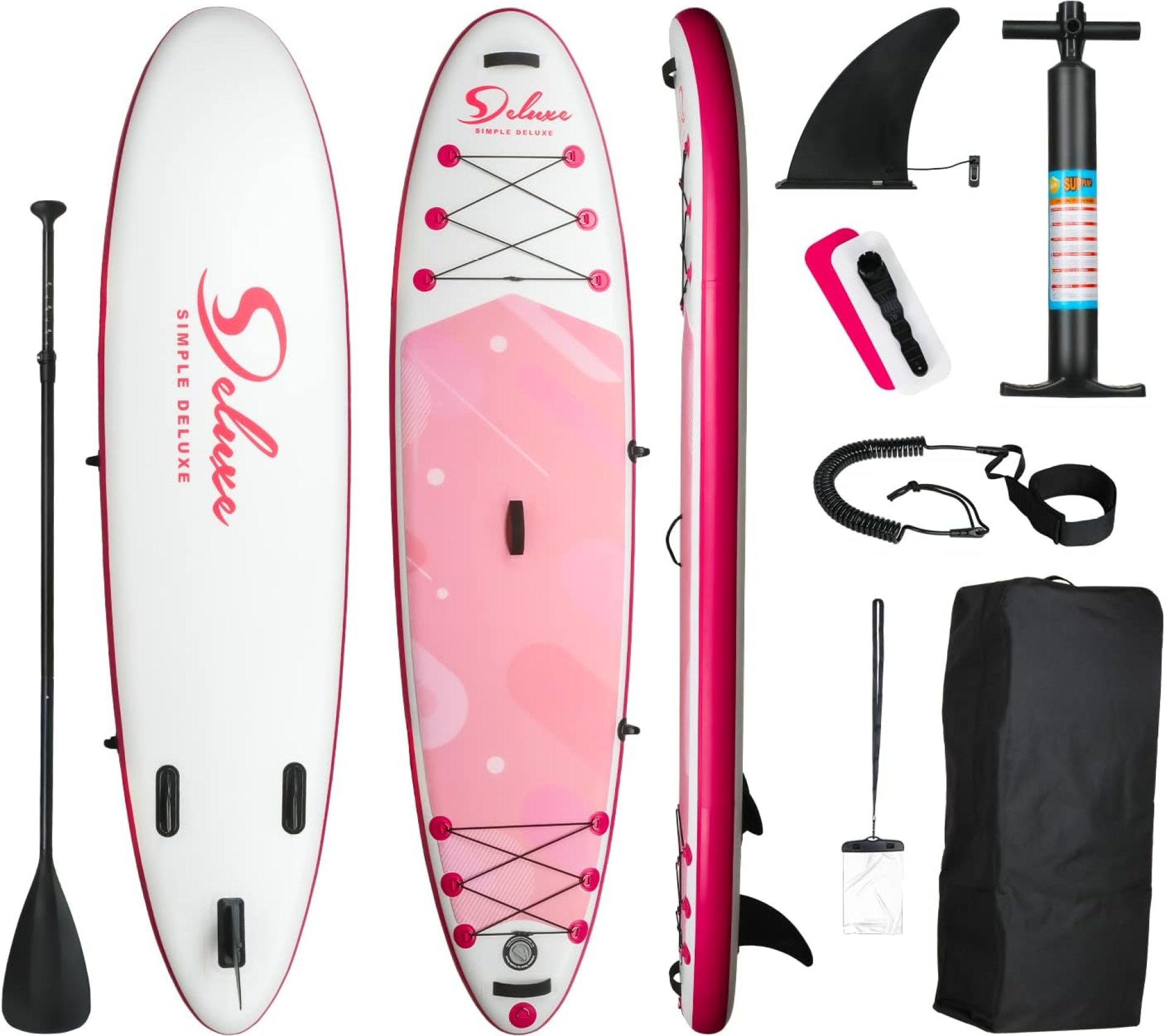 Inflatable Stand Up Paddle Board – Simple Deluxe Premium SUP for All Skill Levels, Pink Paddle Boards for Adults & Youth, Blow Up Stand-Up Paddleboards with Accessories & Backpack, Surf Control Inflatable Stand Up Paddle Board – Simple Deluxe Premium SUP for All Skill Levels, Pink Paddle Boards for Adults & Youth, Blow Up Stand-Up Paddleboards with Accessories & Backpack, Surf Control