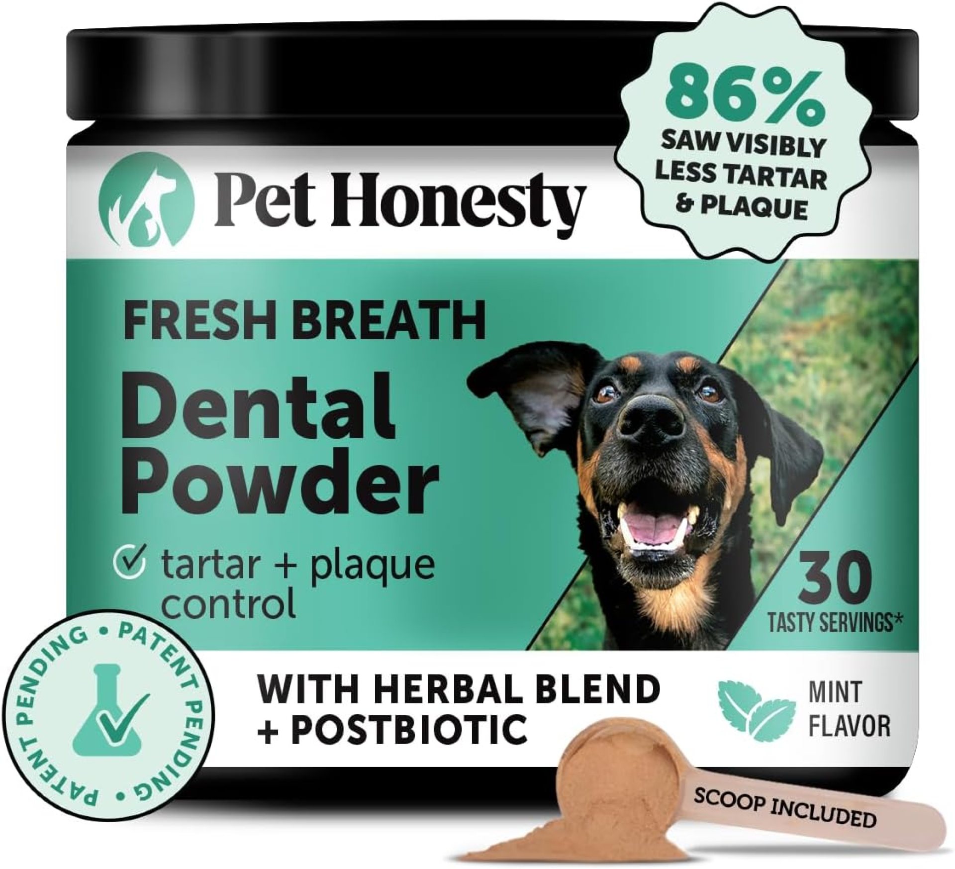 Pet Honesty Dog Breath Freshener Dental Powder for Teeth Cleaning Plaque Off, Dental Care for Dogs, Tartar Remover for Teeth with Natural Herbal Blend + Postbiotics (Mint – 30 Servings) Pet Honesty Dog Breath Freshener Dental Powder for Teeth Cleaning Plaque Off, Dental Care for Dogs, Tartar Remover for Teeth with Natural Herbal Blend + Postbiotics (Mint – 30 Servings)