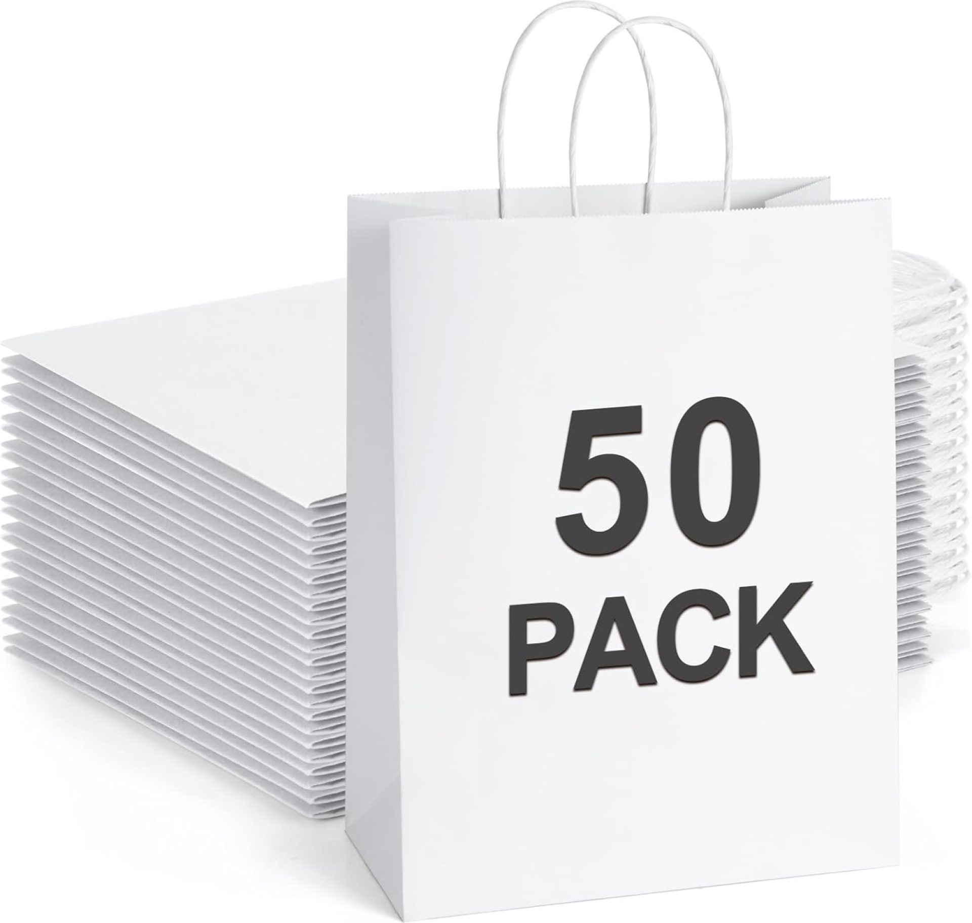 BagDream Paper Bags 10x5x13 50Pcs White Kraft Paper Gift Bags, Shopping Bags, Merchandise Bags, Retail Bags, Party Favor Bags, Gift Bags with Handles Bulk, 100% Recyclable Paper Bags BagDream Paper Bags 10x5x13 50Pcs White Kraft Paper Gift Bags, Shopping Bags, Merchandise Bags, Retail Bags, Party Favor Bags, Gift Bags with Handles Bulk, 100% Recyclable Paper Bags