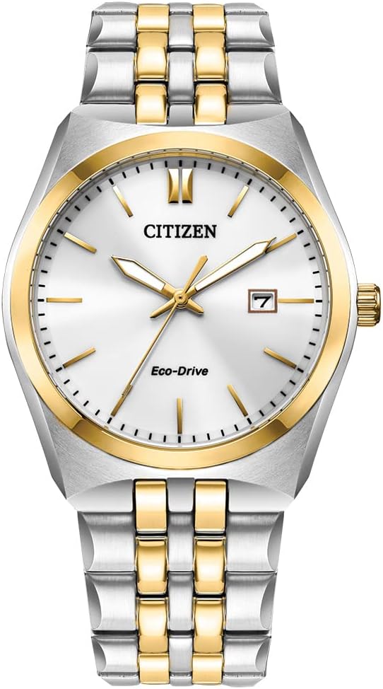 Citizen Men’s Classic Corso Eco-Drive Watch, 3-Hand Date, Luminous Hands and Markers, Two-Tone Stainless Steel, White Dial Citizen Men’s Classic Corso Eco-Drive Watch, 3-Hand Date, Luminous Hands and Markers, Two-Tone Stainless Steel, White Dial